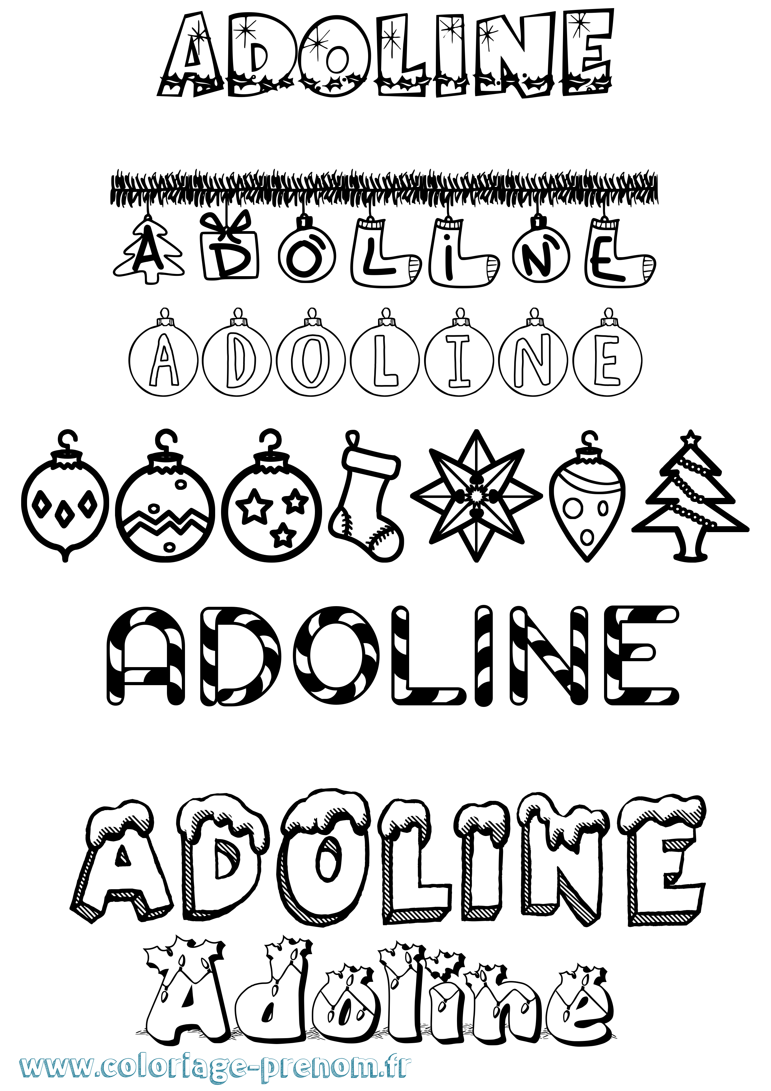 Coloriage prénom Adoline Noël