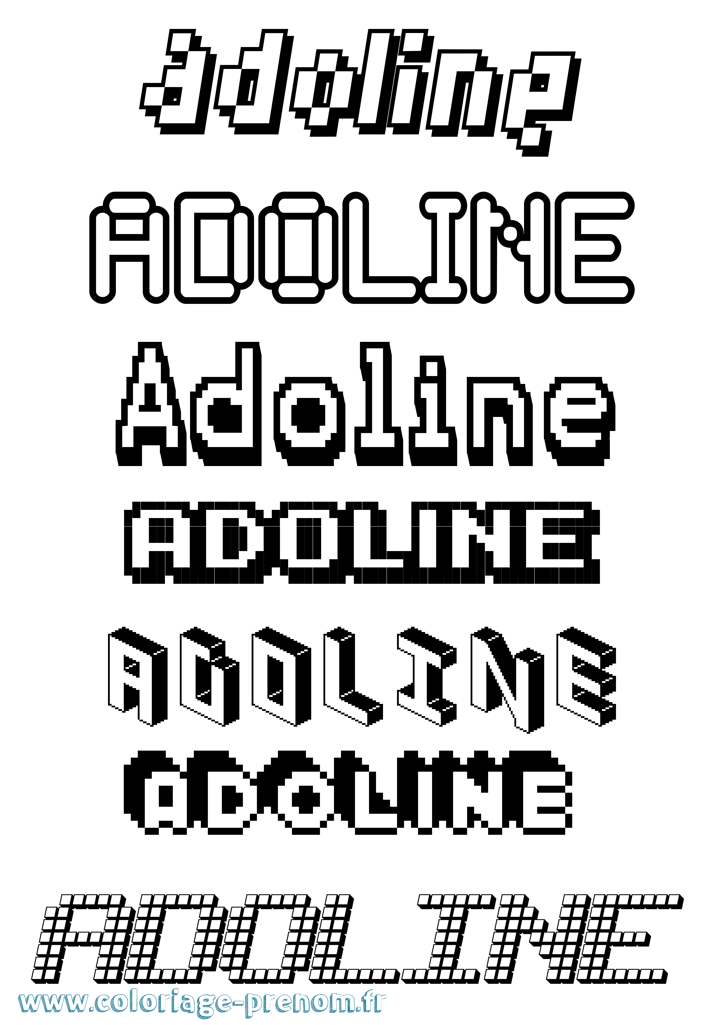 Coloriage prénom Adoline Pixel