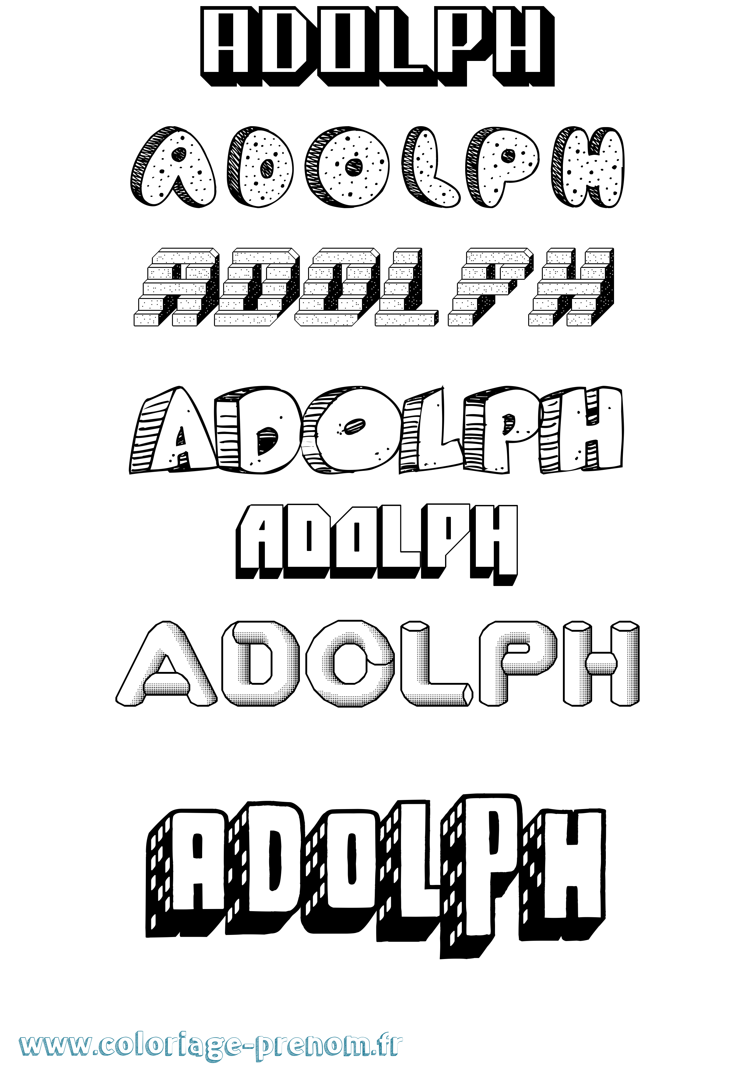 Coloriage Adolph Effet 3D Coloriage prénom Adolph Effet 3D
