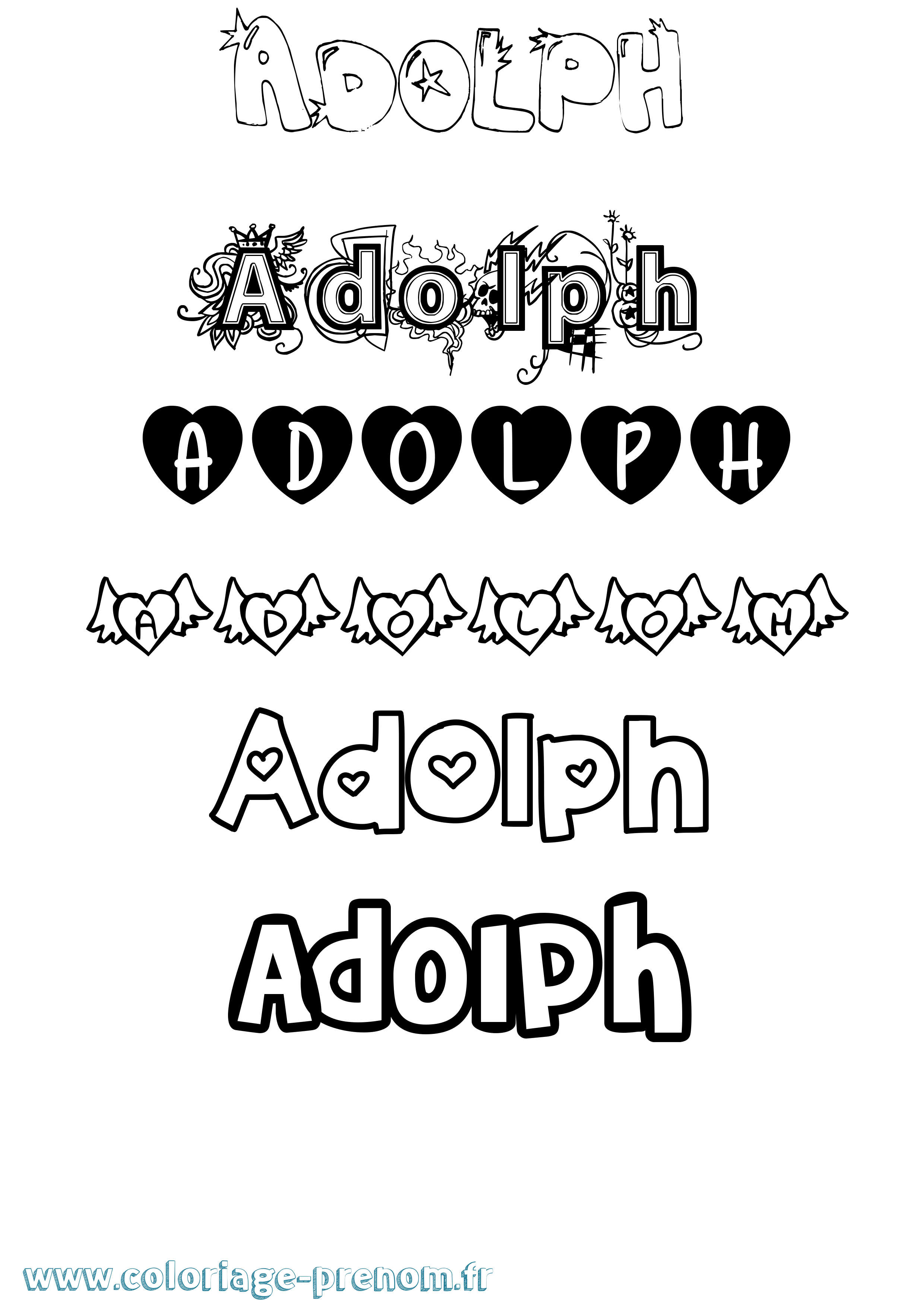 Coloriage prénom Adolph Girly