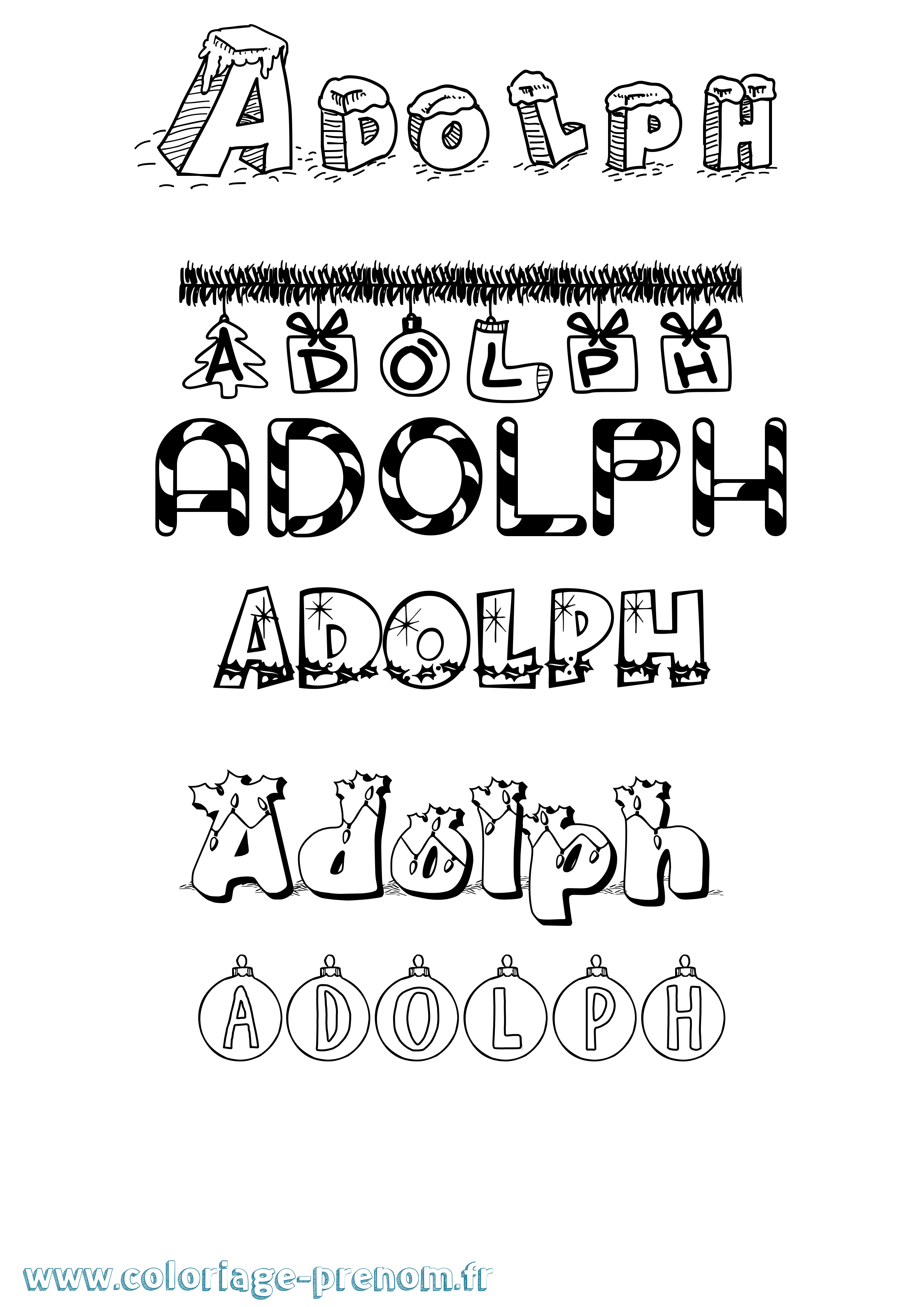 Coloriage prénom Adolph Noël