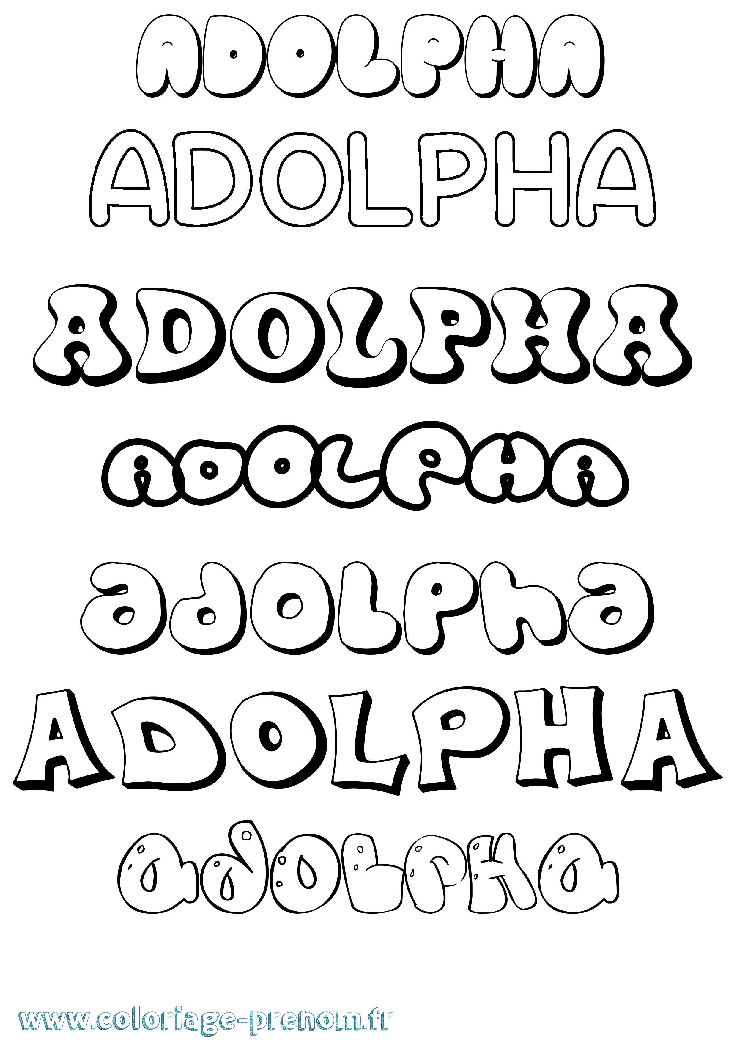 Coloriage prénom Adolpha Bubble