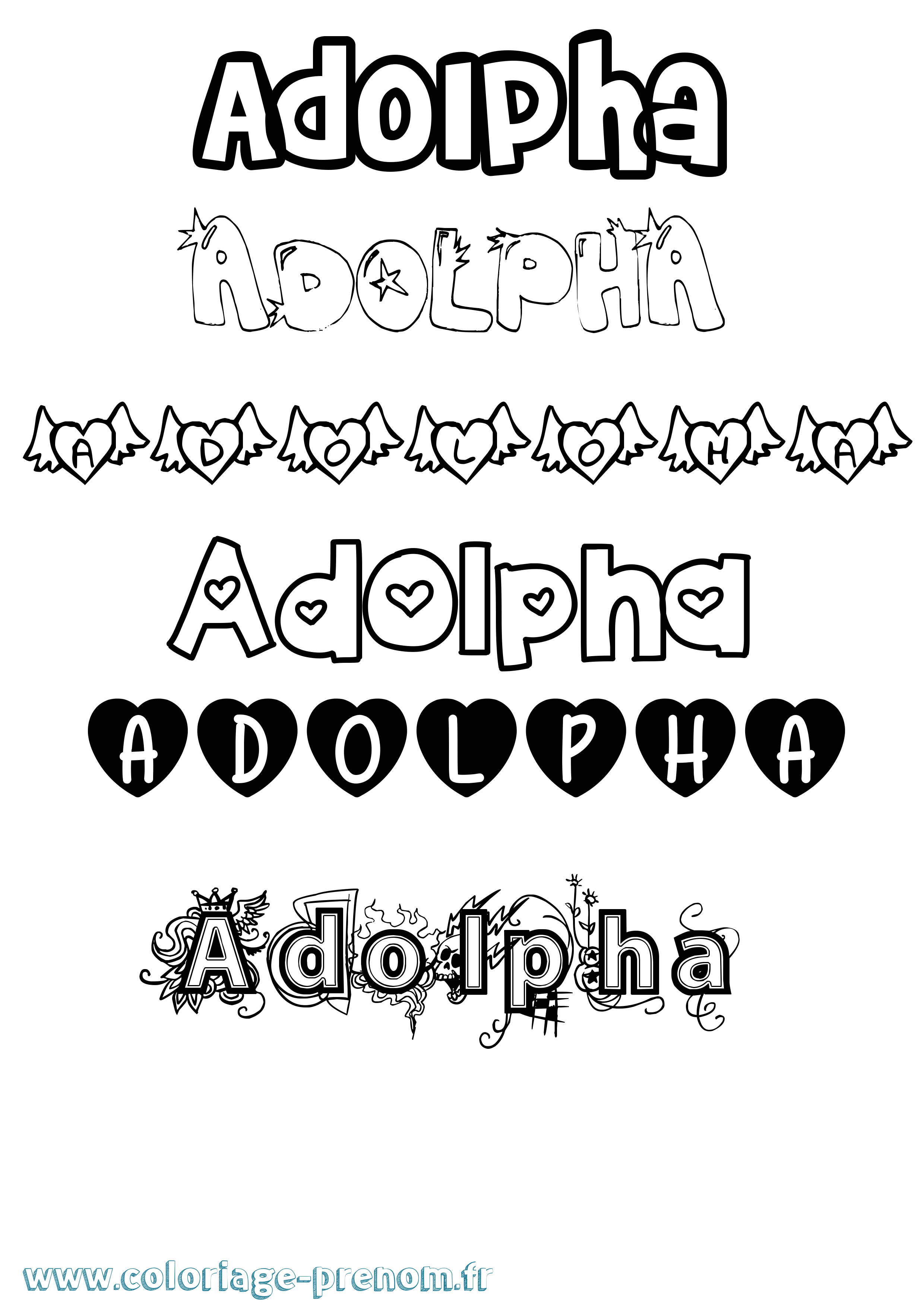 Coloriage prénom Adolpha Girly