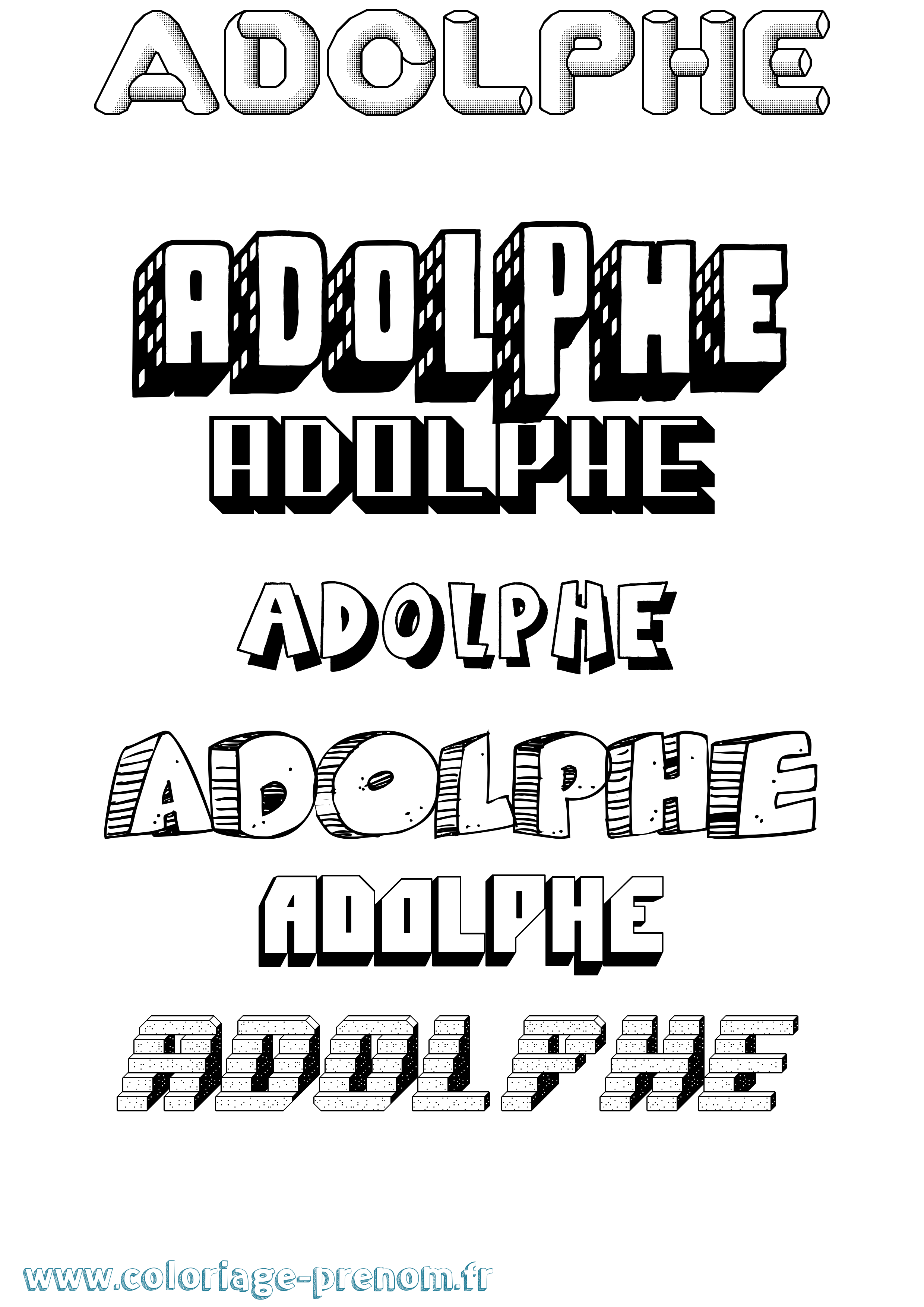 Coloriage Adolphe Effet 3D Coloriage prénom Adolphe Effet 3D