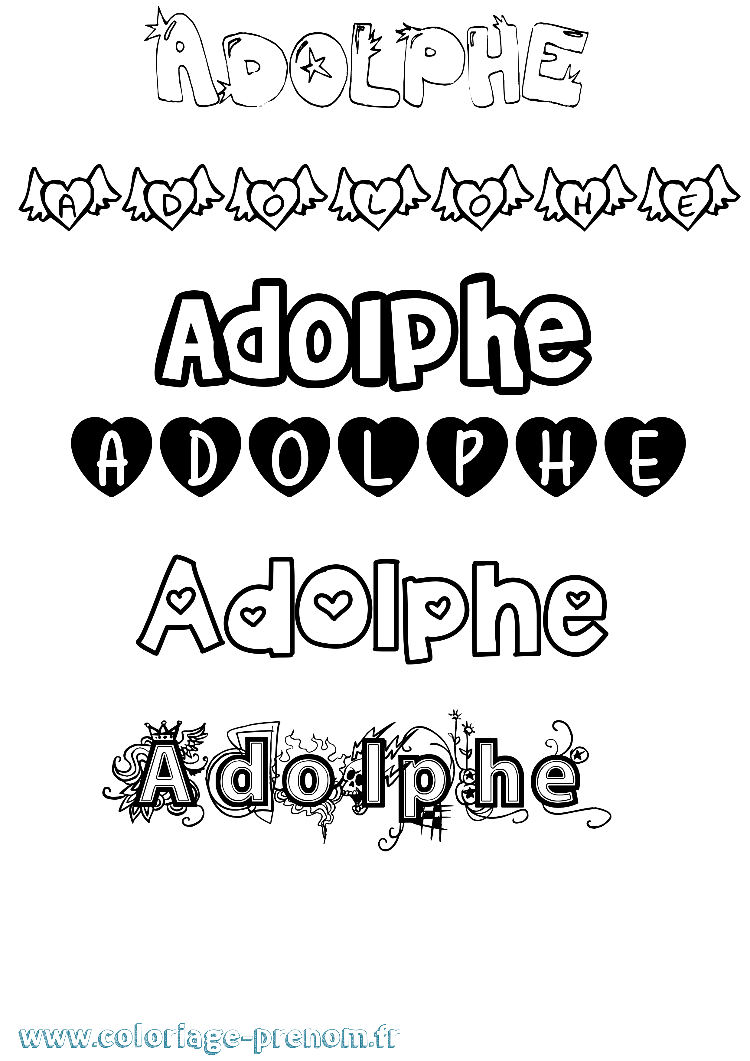Coloriage Adolphe Girly Coloriage prénom Adolphe Girly