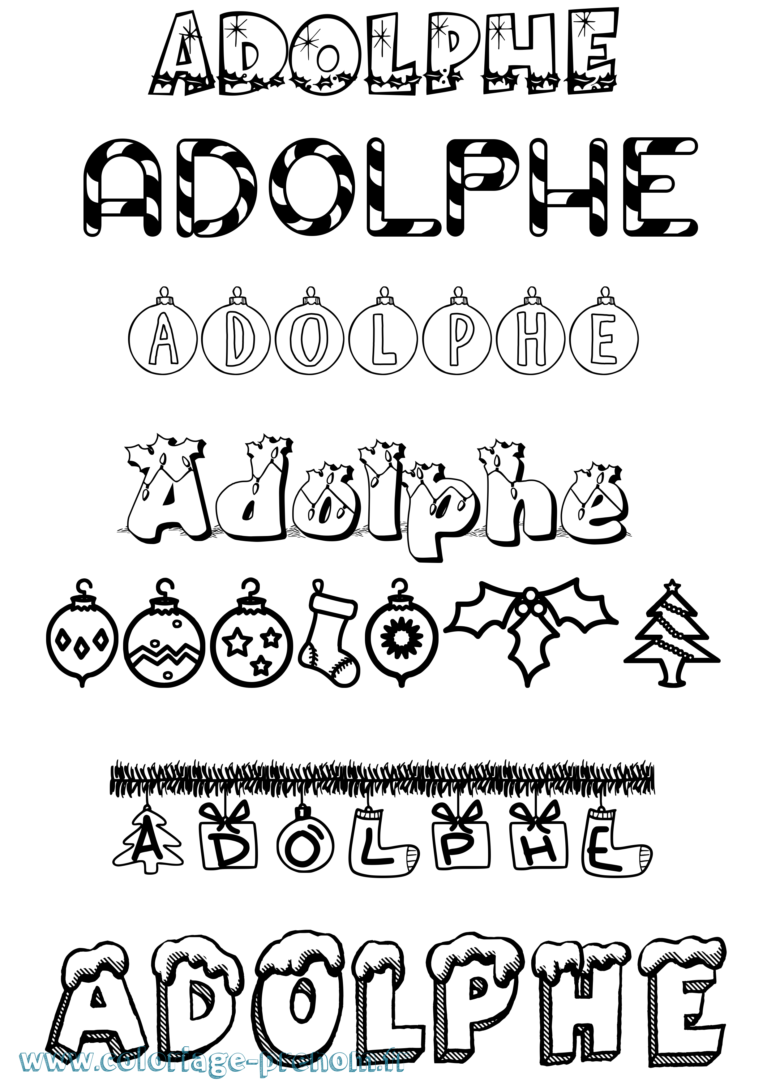 Coloriage Adolphe Noël Coloriage prénom Adolphe Noël