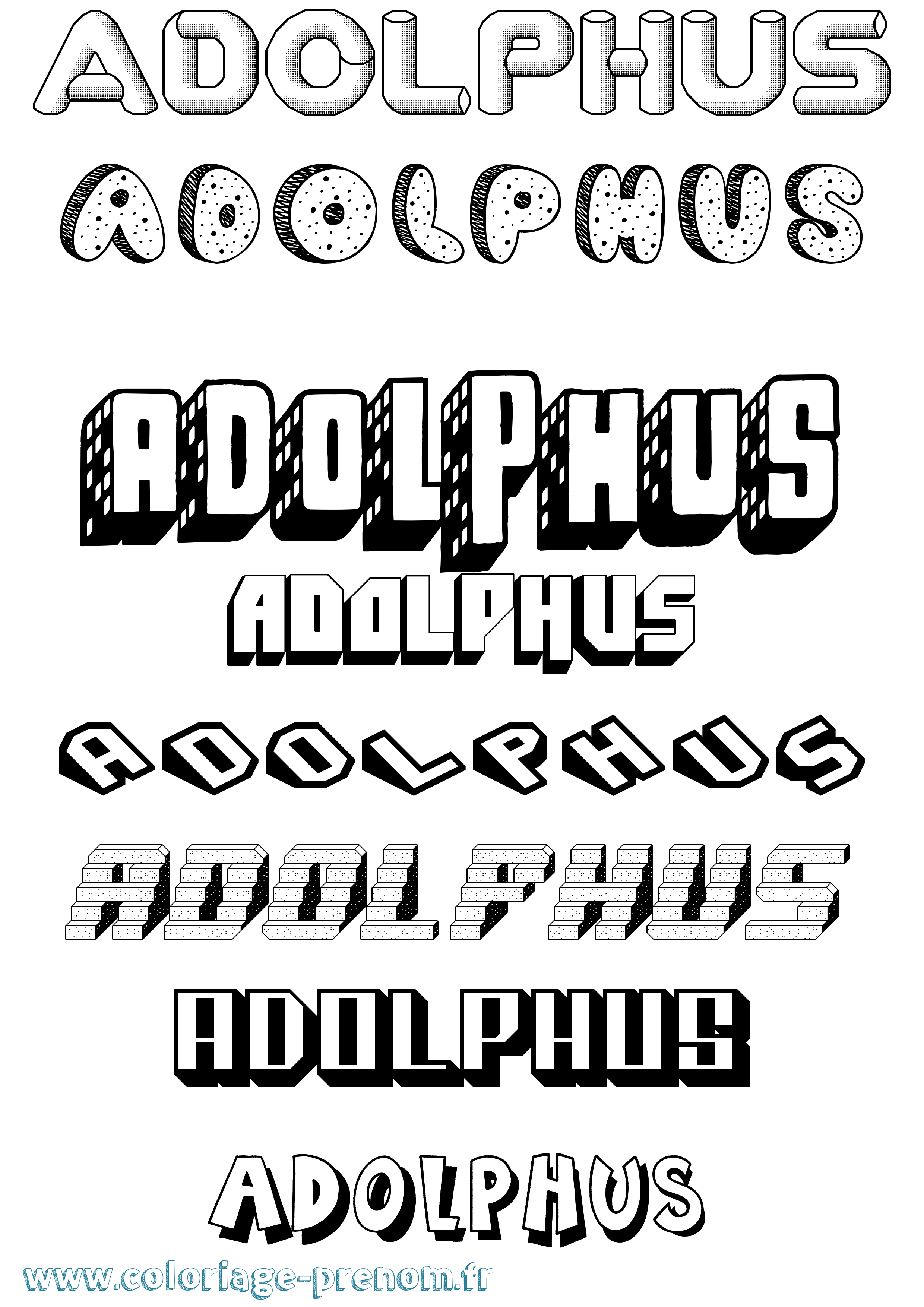 Coloriage Adolphus Effet 3D Coloriage prénom Adolphus Effet 3D