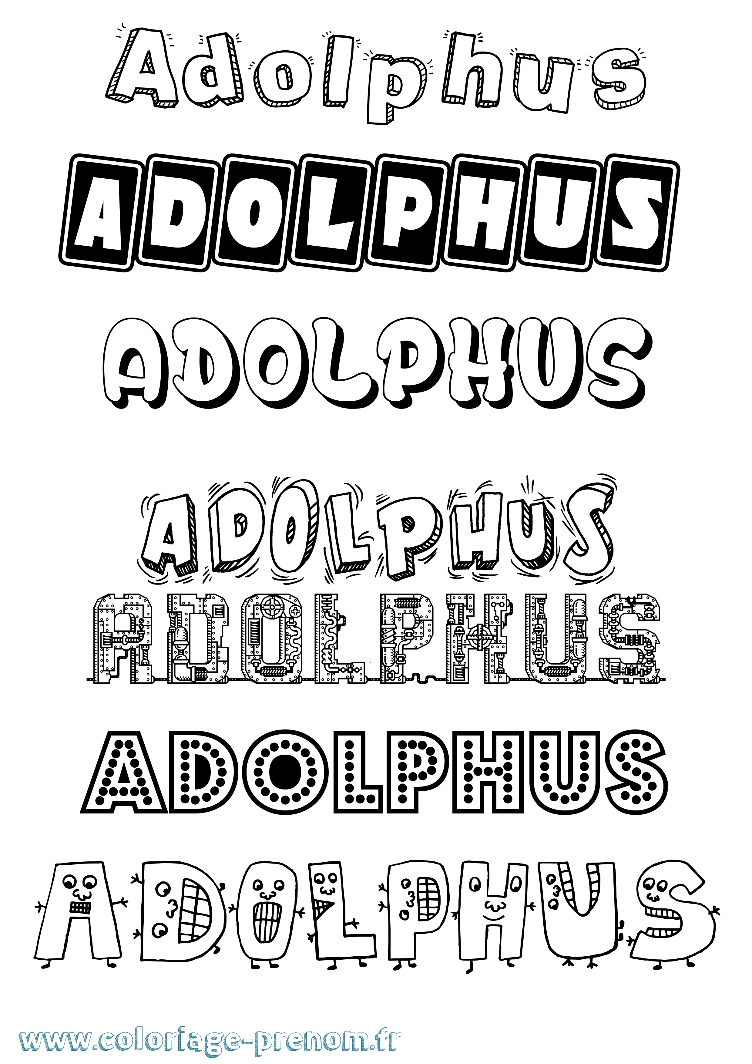 Coloriage prénom Adolphus Fun