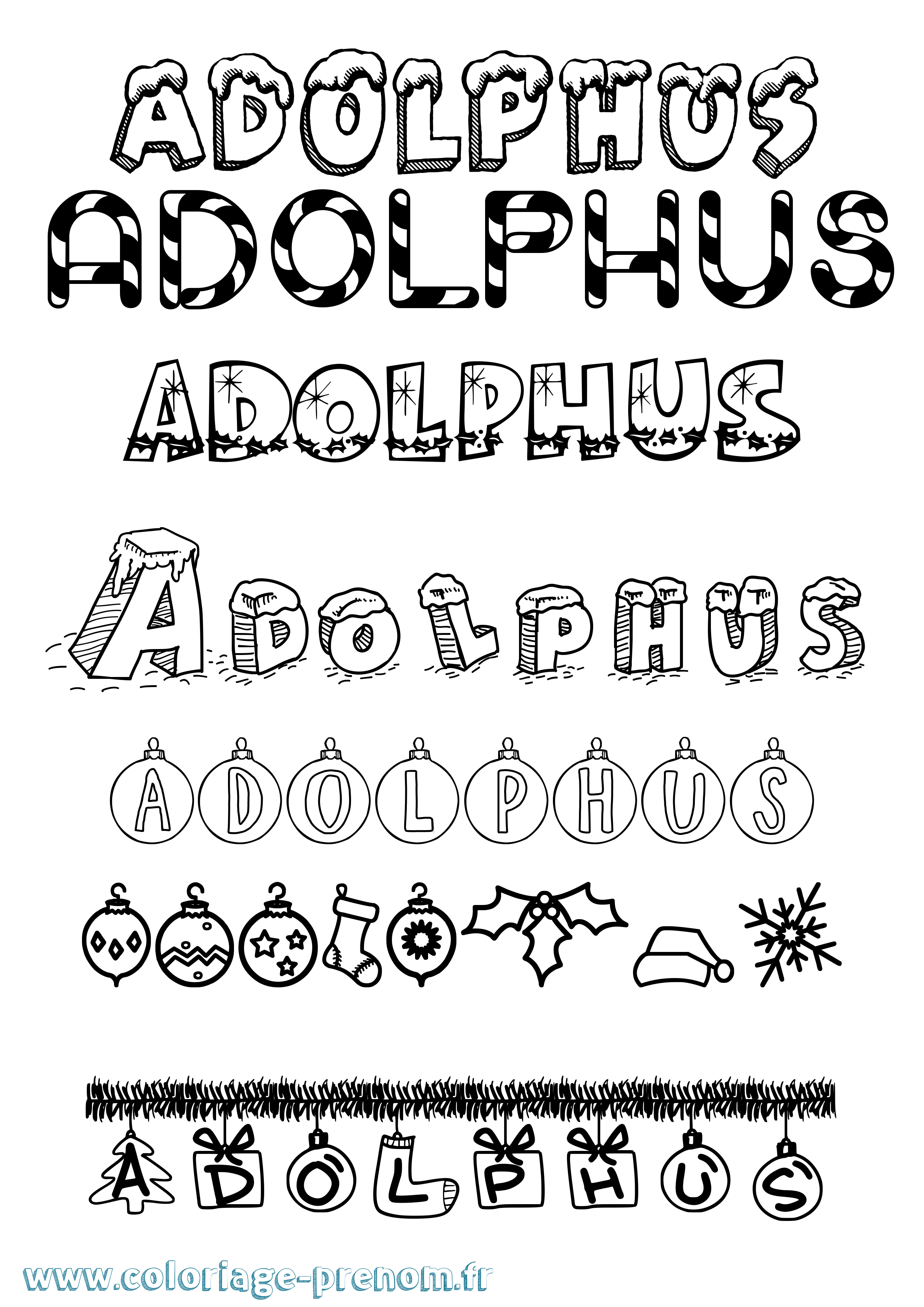 Coloriage Adolphus Noël Coloriage prénom Adolphus Noël