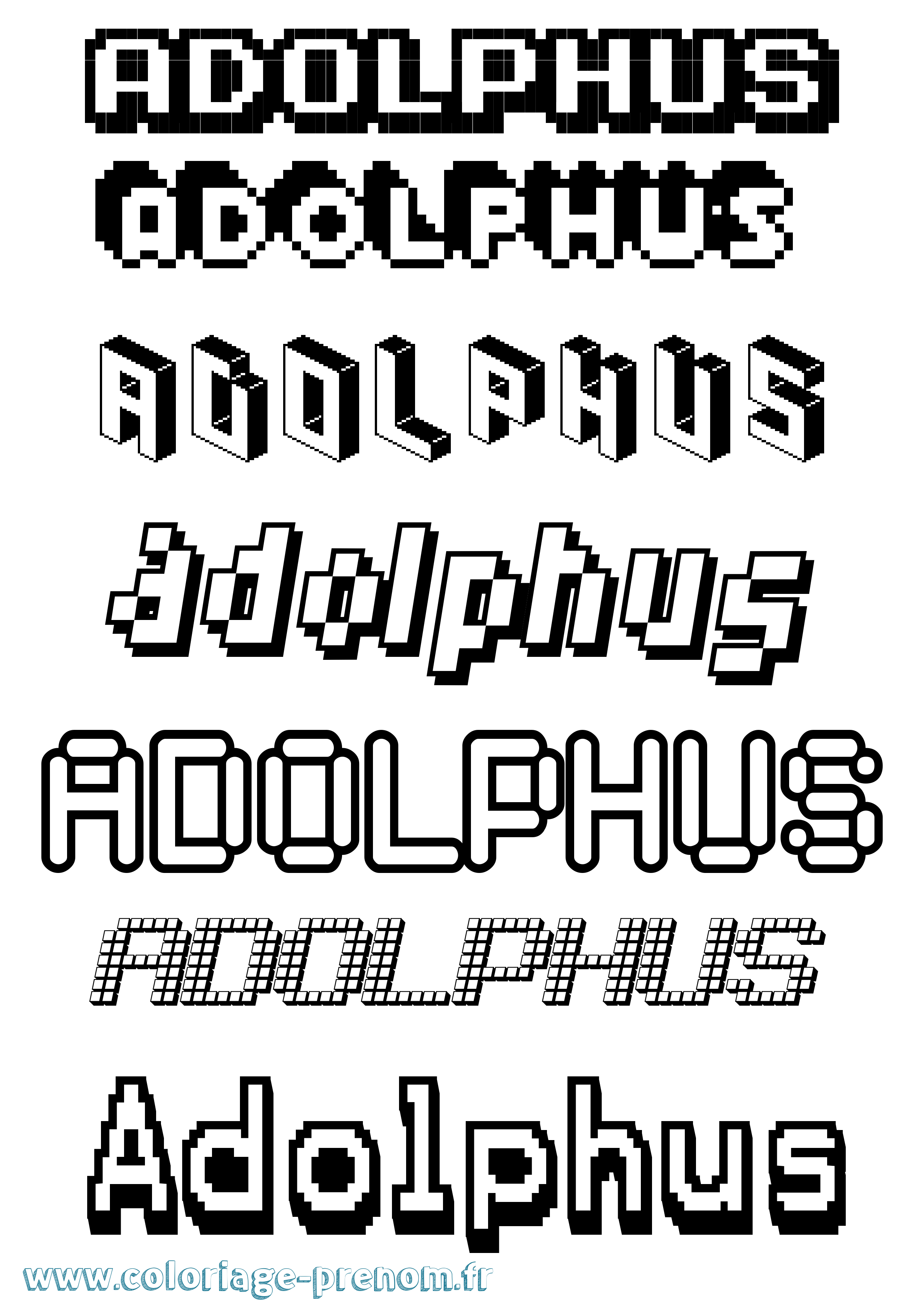 Coloriage prénom Adolphus Pixel