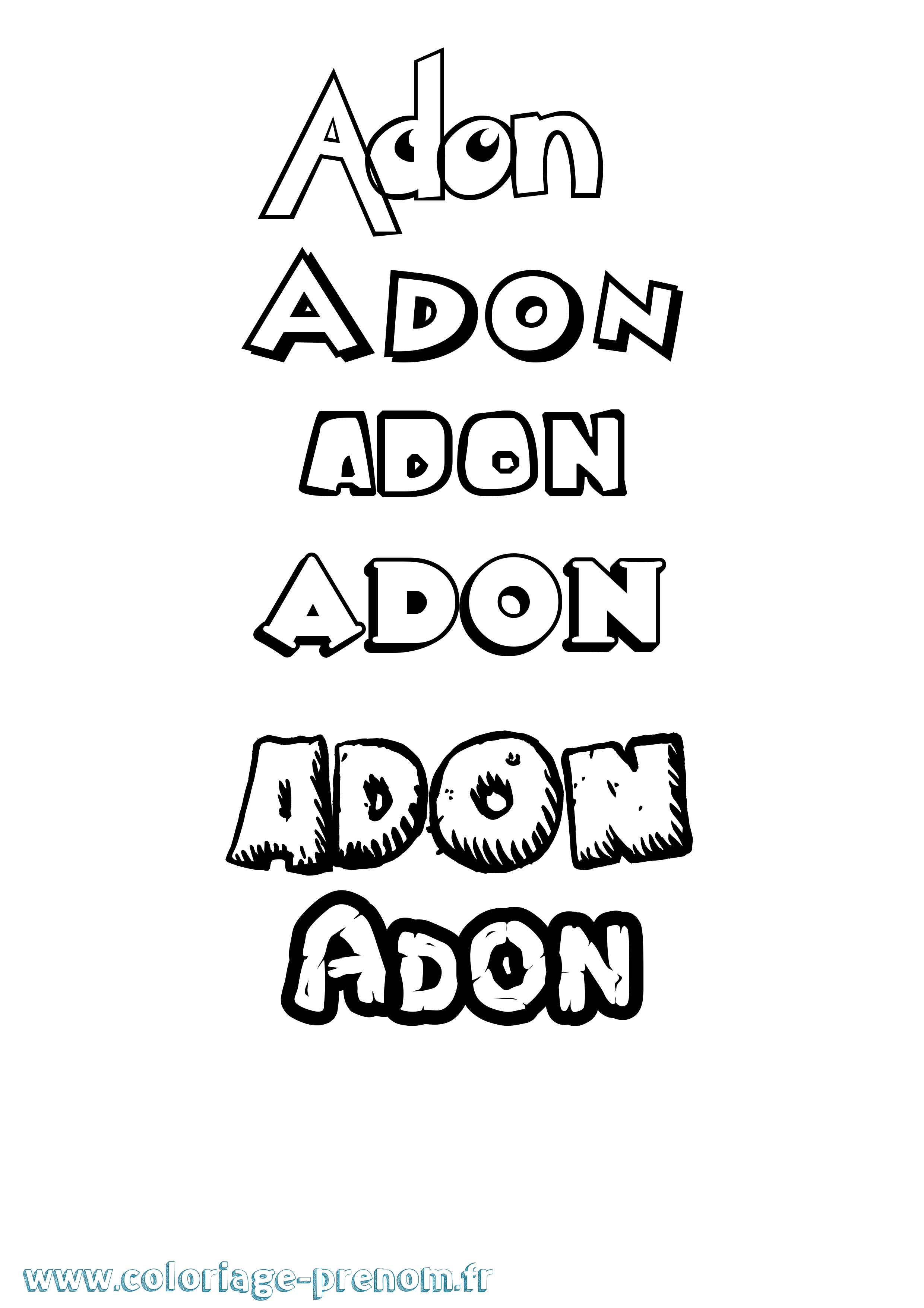 Coloriage Adon Dessin Animé Coloriage prénom Adon Dessin Animé