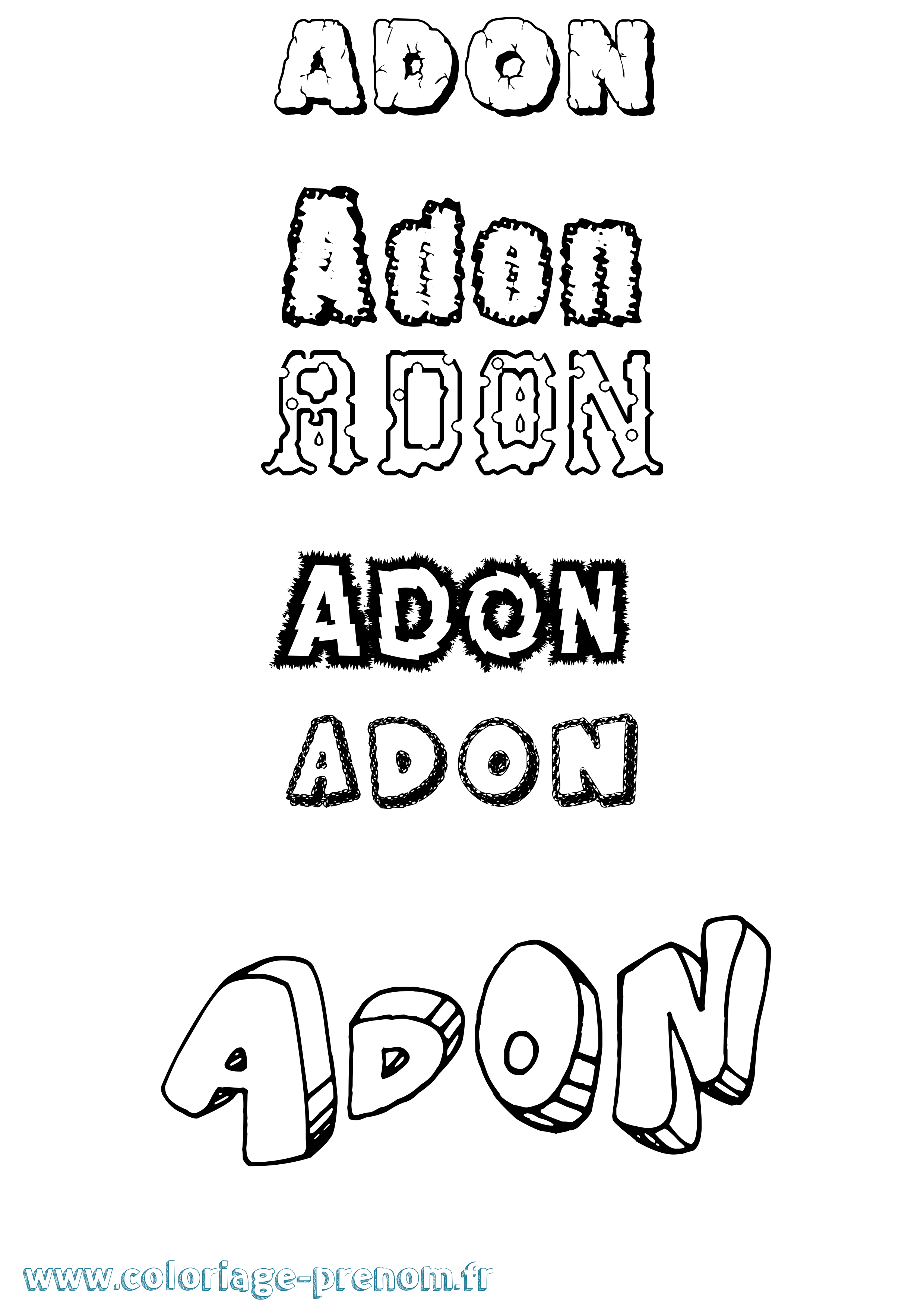 Coloriage Adon Destructuré Coloriage prénom Adon Destructuré