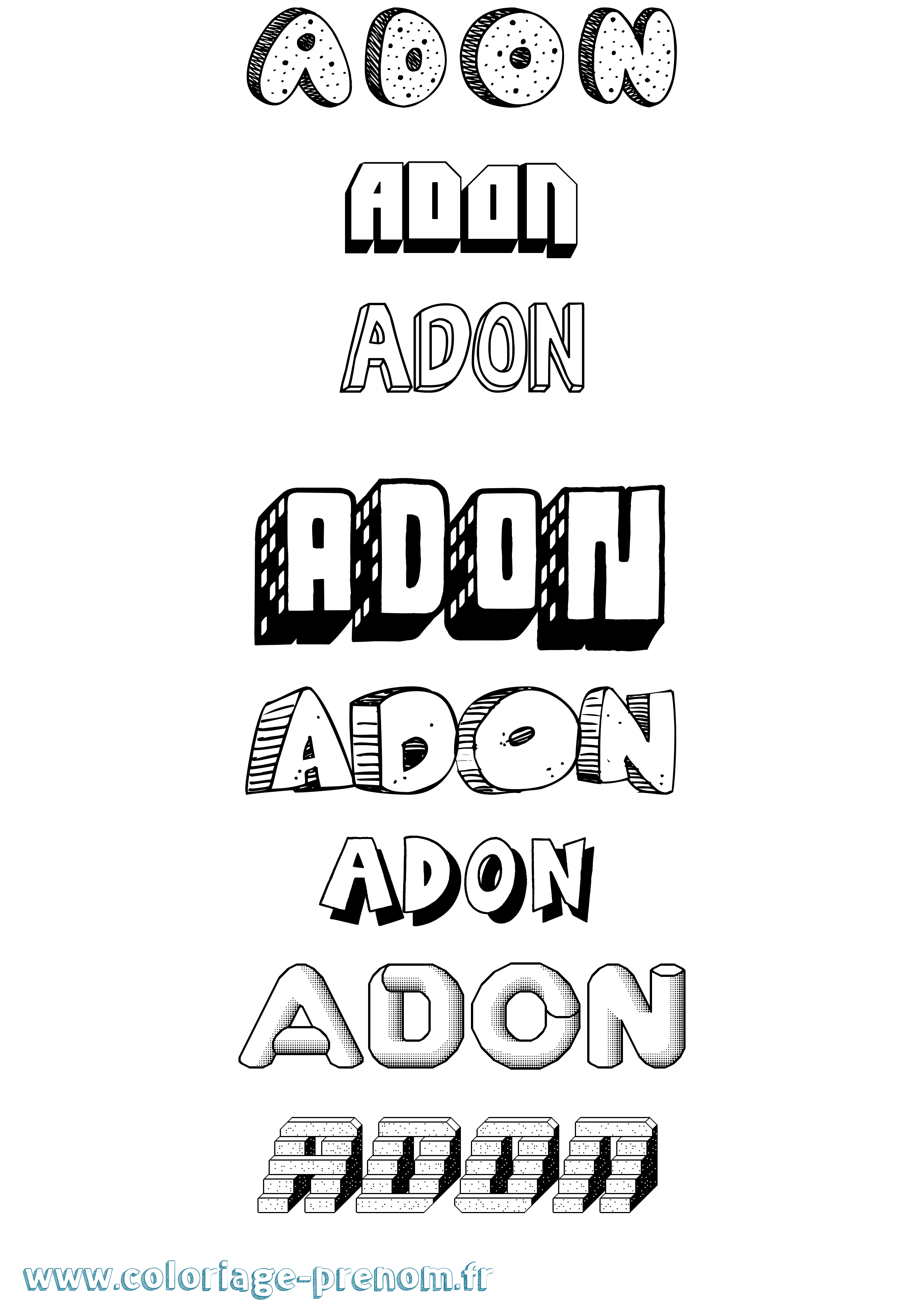 Coloriage Adon Effet 3D Coloriage prénom Adon Effet 3D