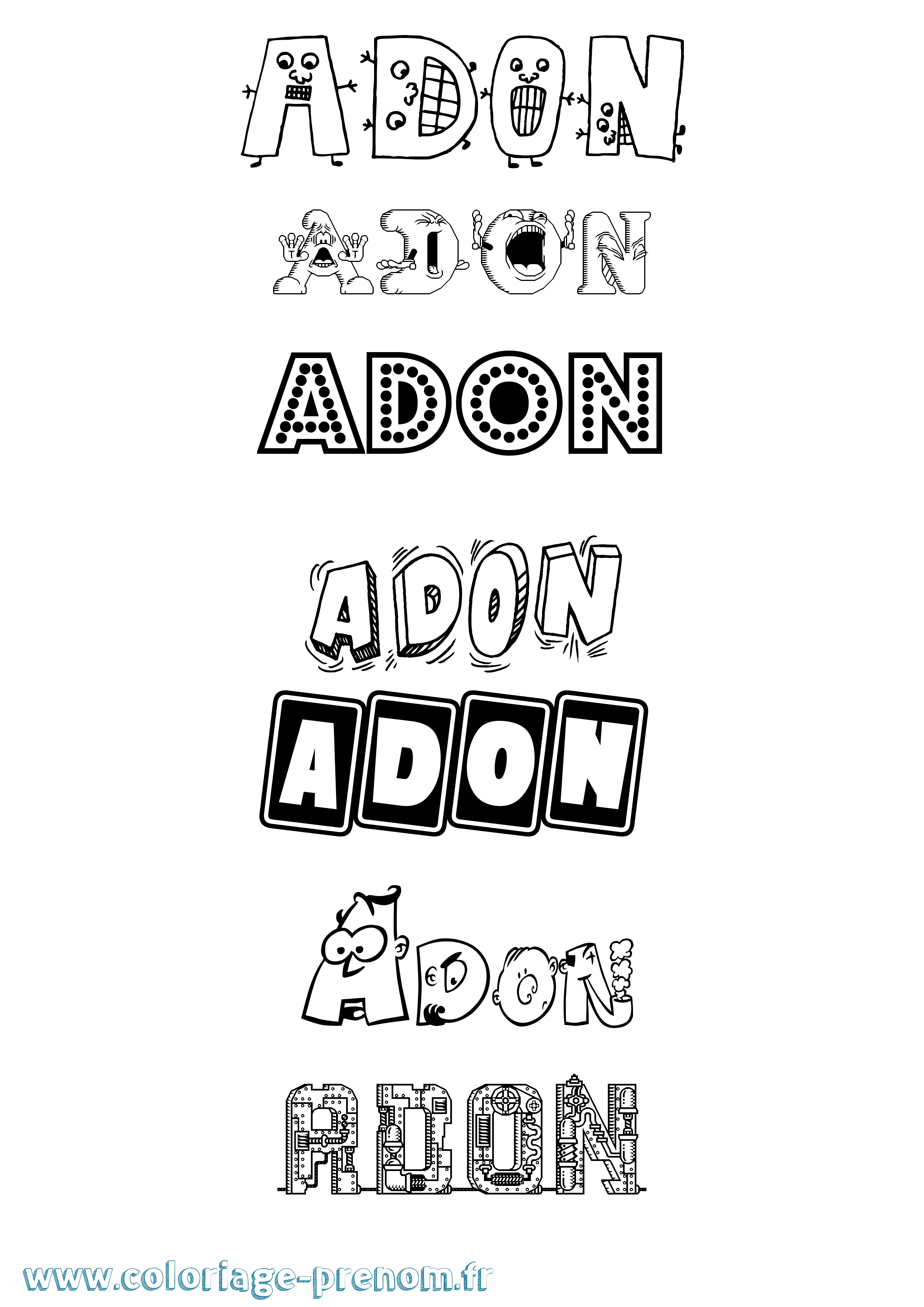 Coloriage Adon Fun Coloriage prénom Adon Fun