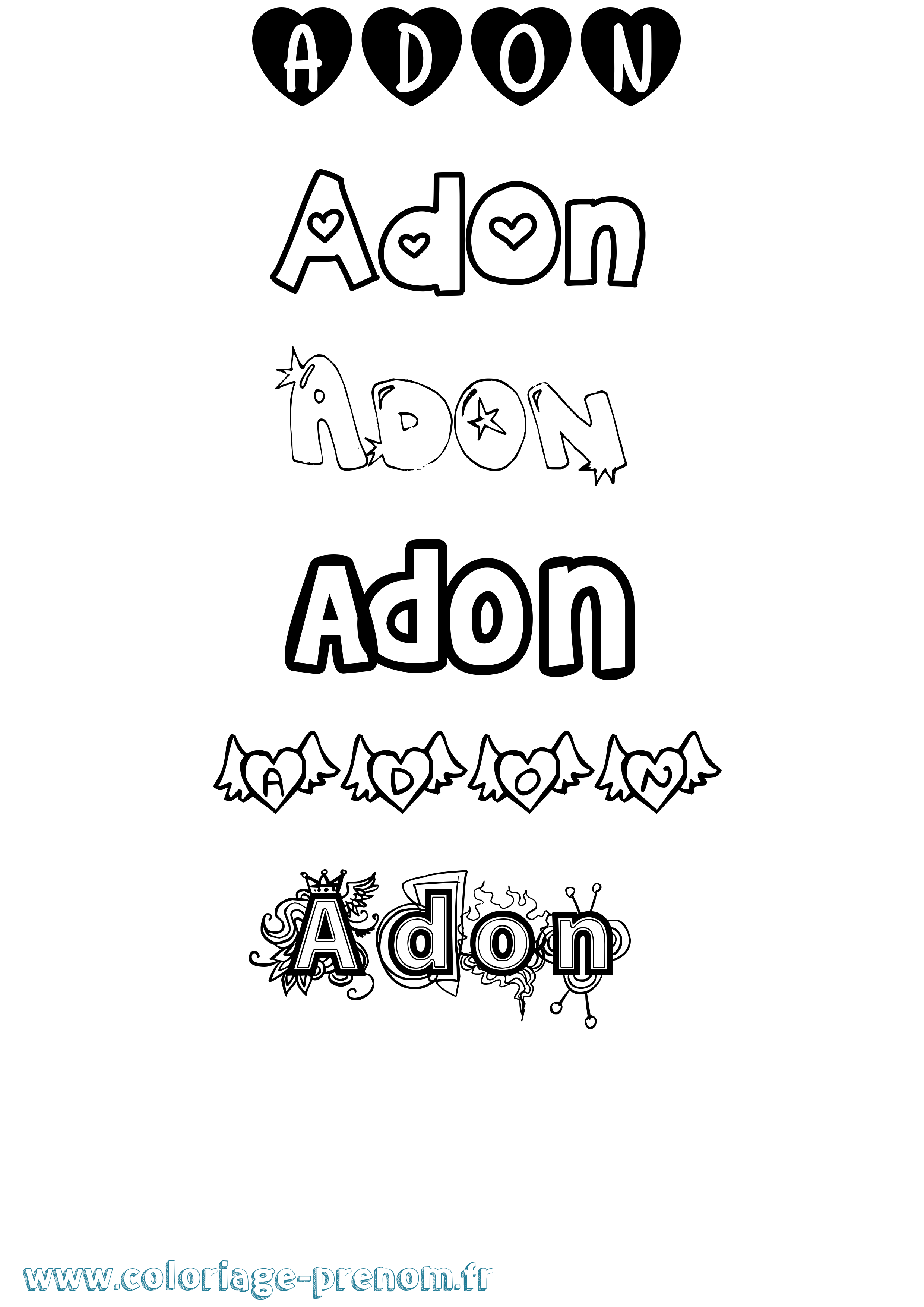 Coloriage Adon Girly Coloriage prénom Adon Girly