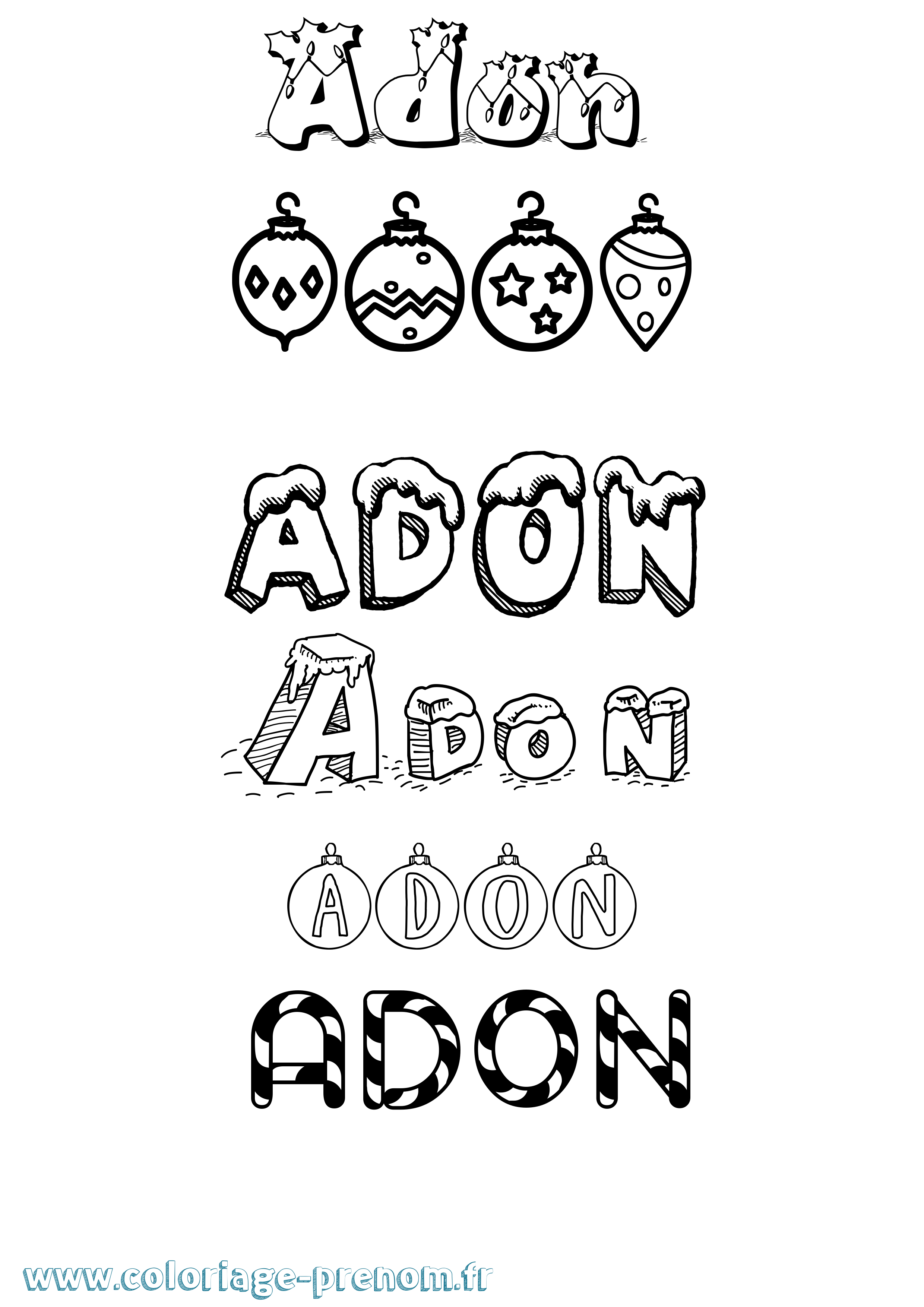 Coloriage Adon Noël Coloriage prénom Adon Noël