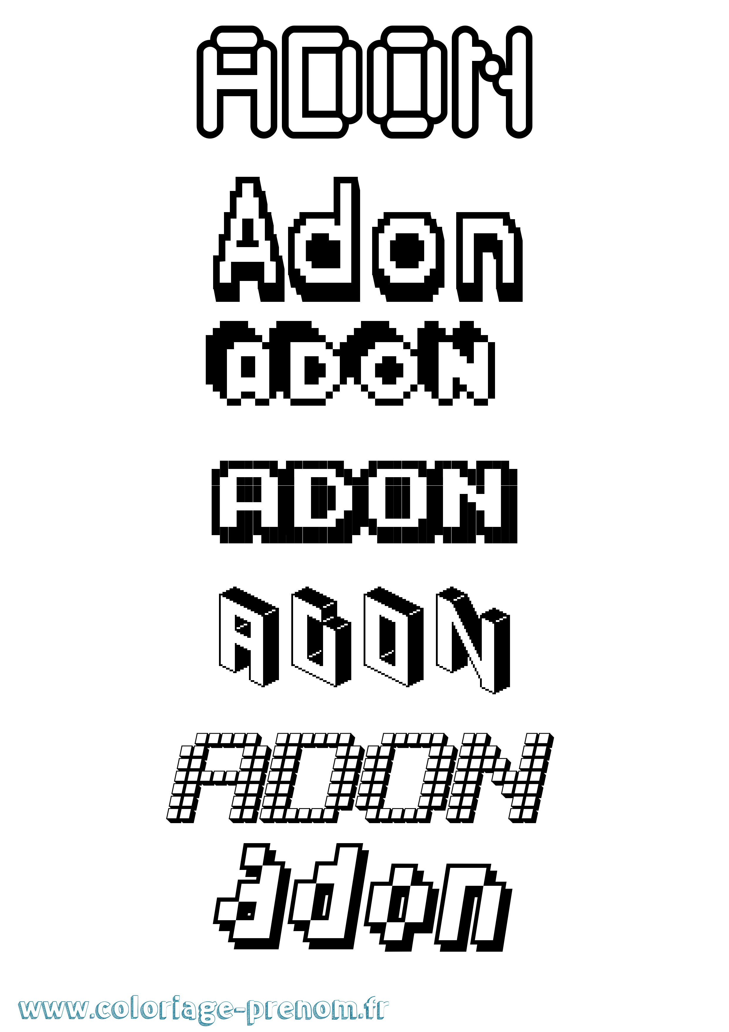 Coloriage Adon Pixel Coloriage prénom Adon Pixel