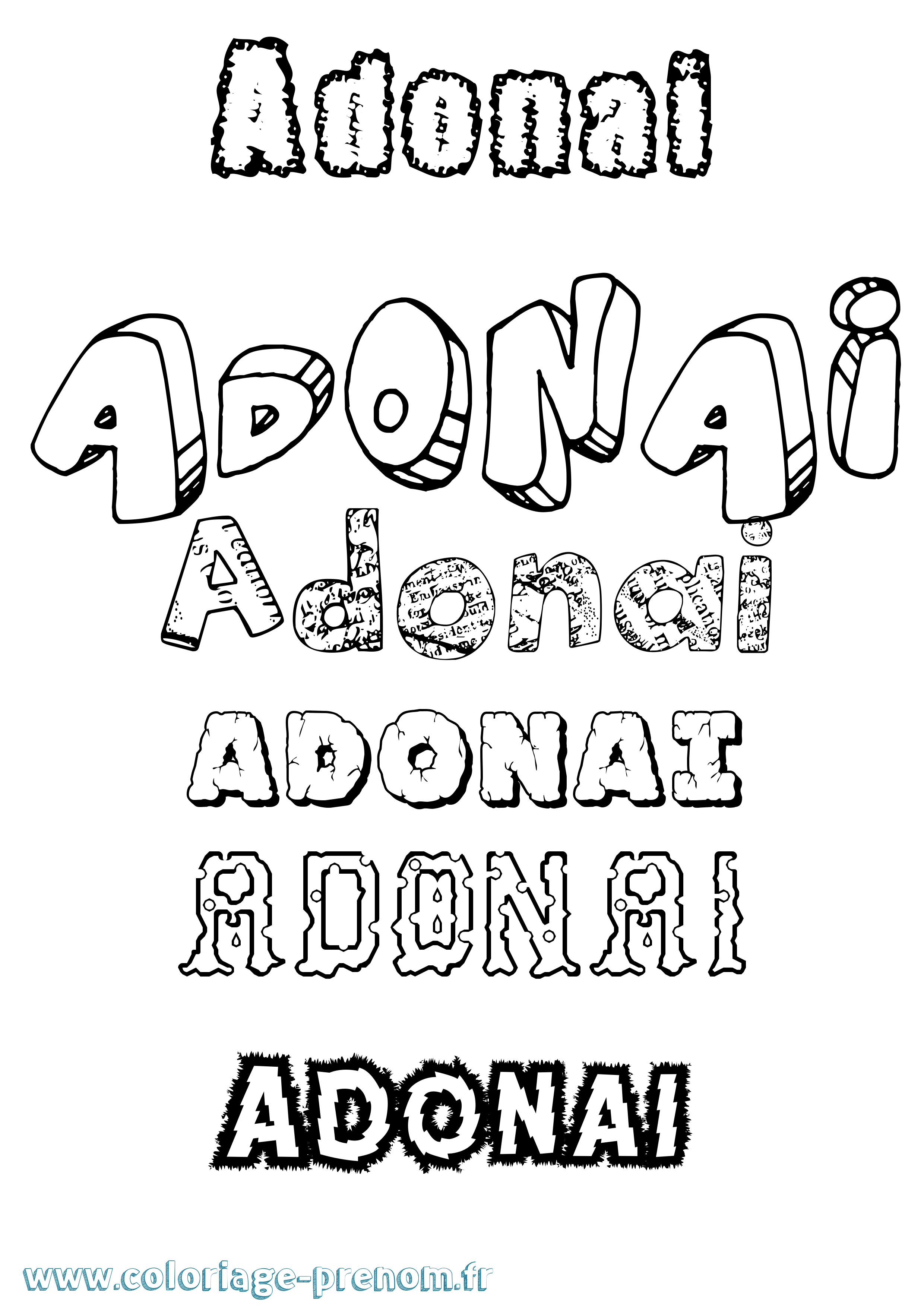 Coloriage prénom Adonai Destructuré