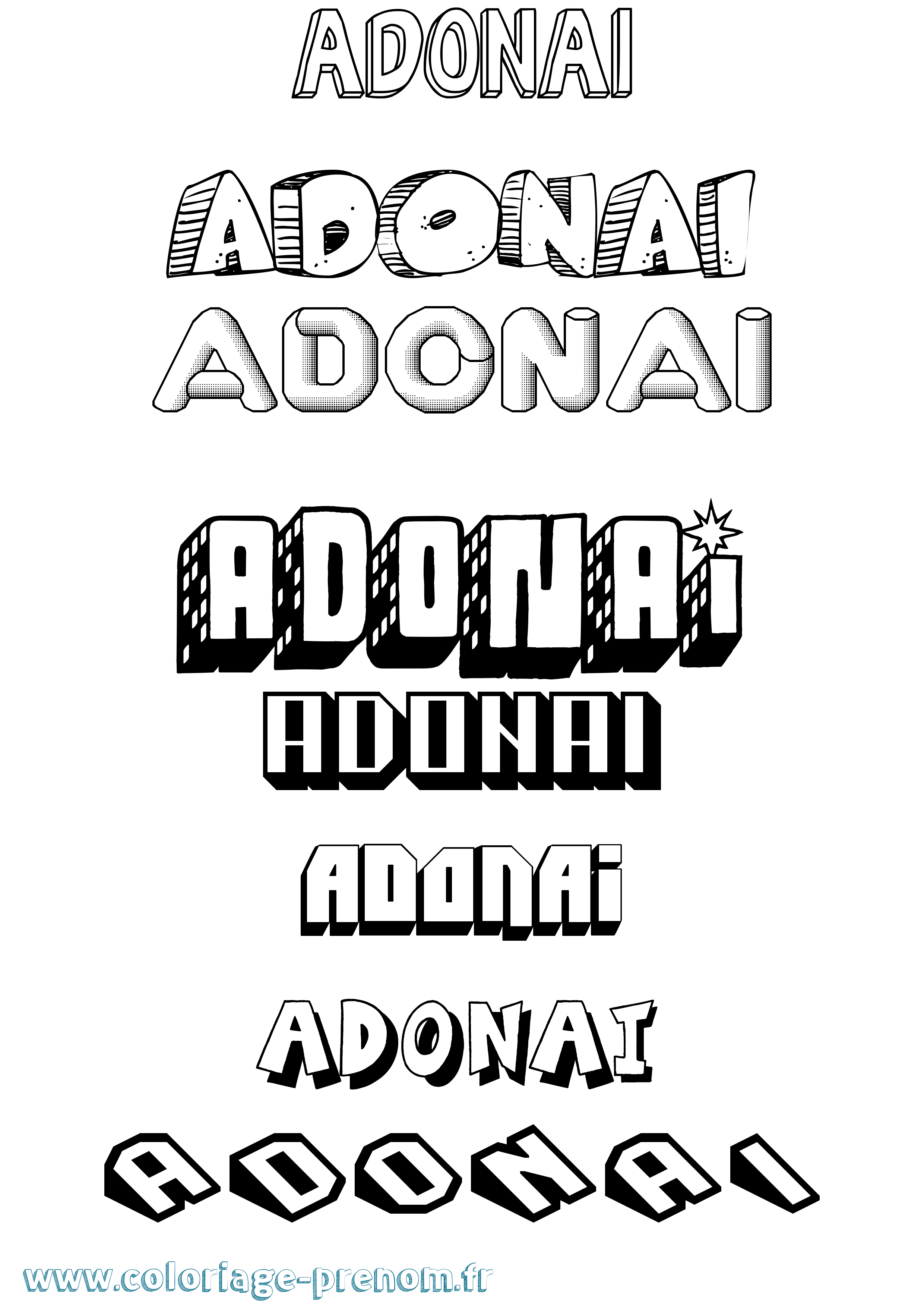 Coloriage prénom Adonai Effet 3D