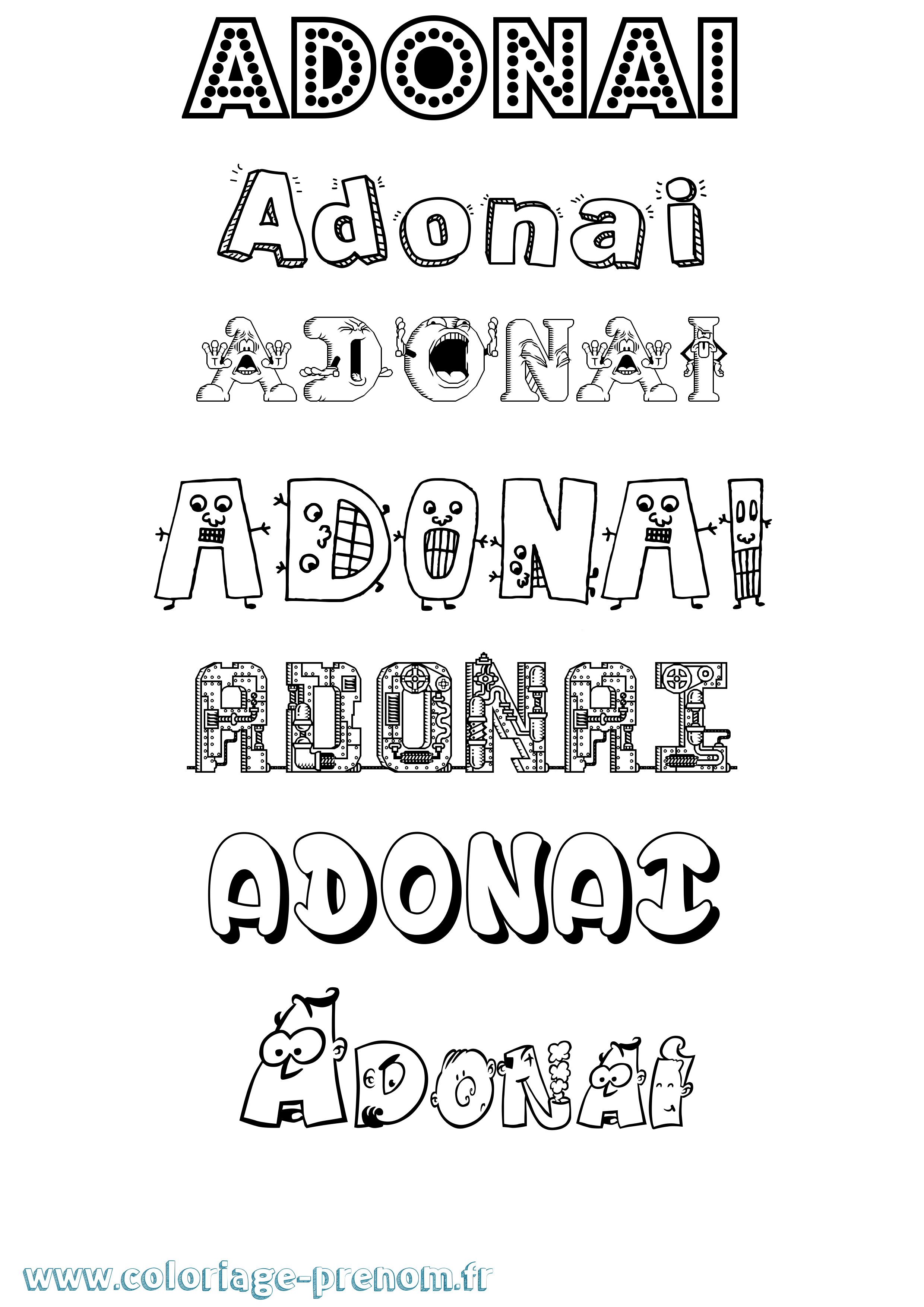 Coloriage prénom Adonai Fun