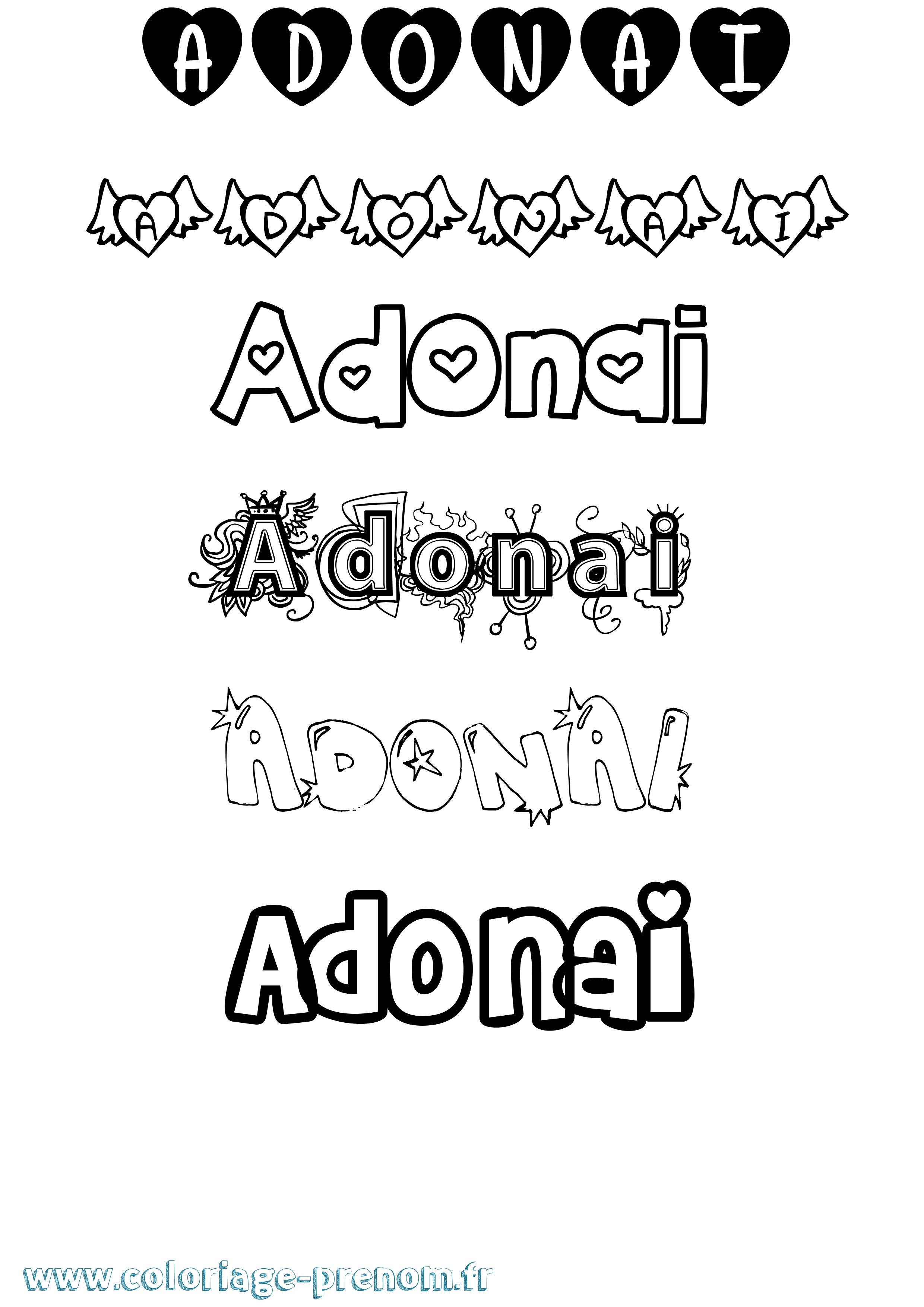 Coloriage prénom Adonai Girly