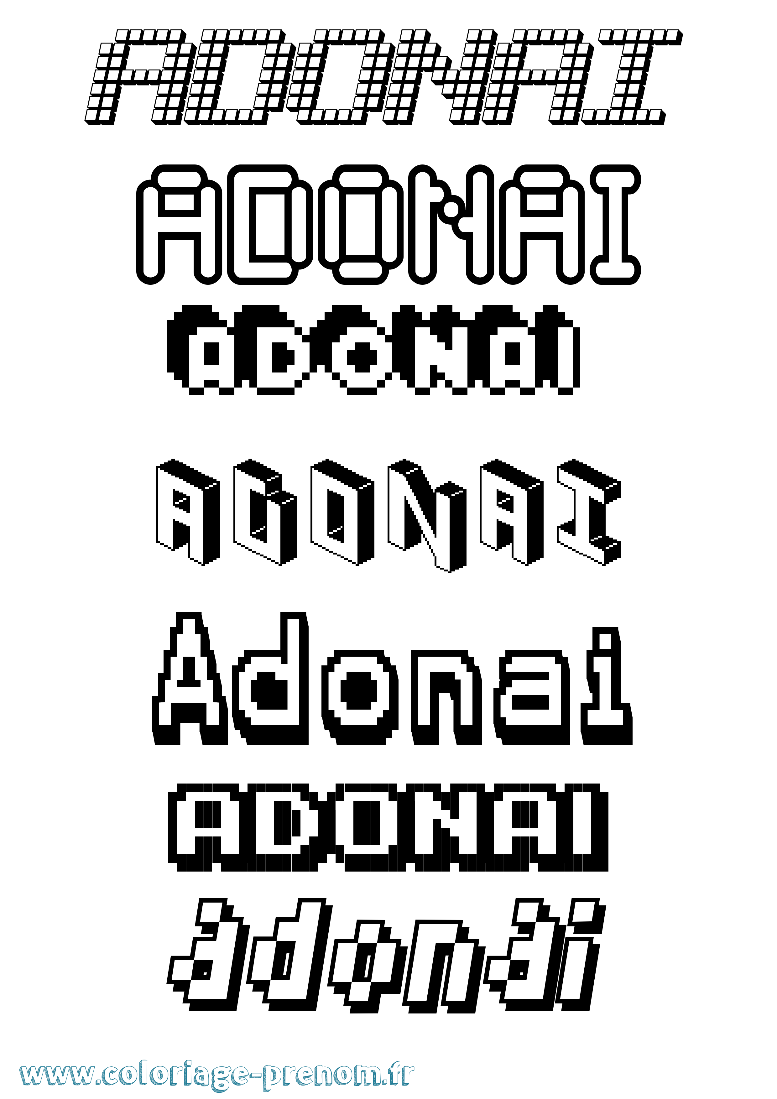Coloriage prénom Adonai Pixel