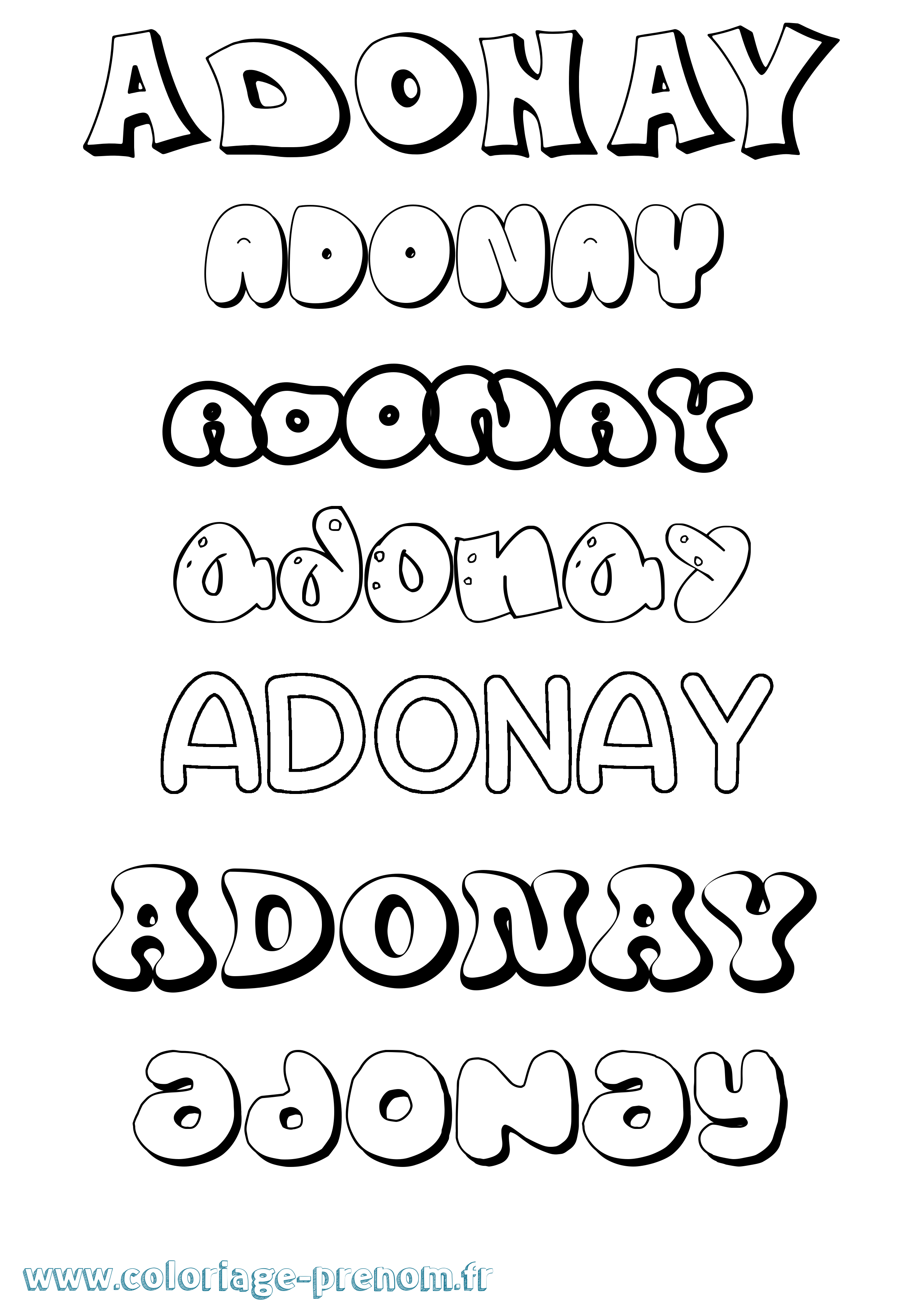 Coloriage prénom Adonay Bubble