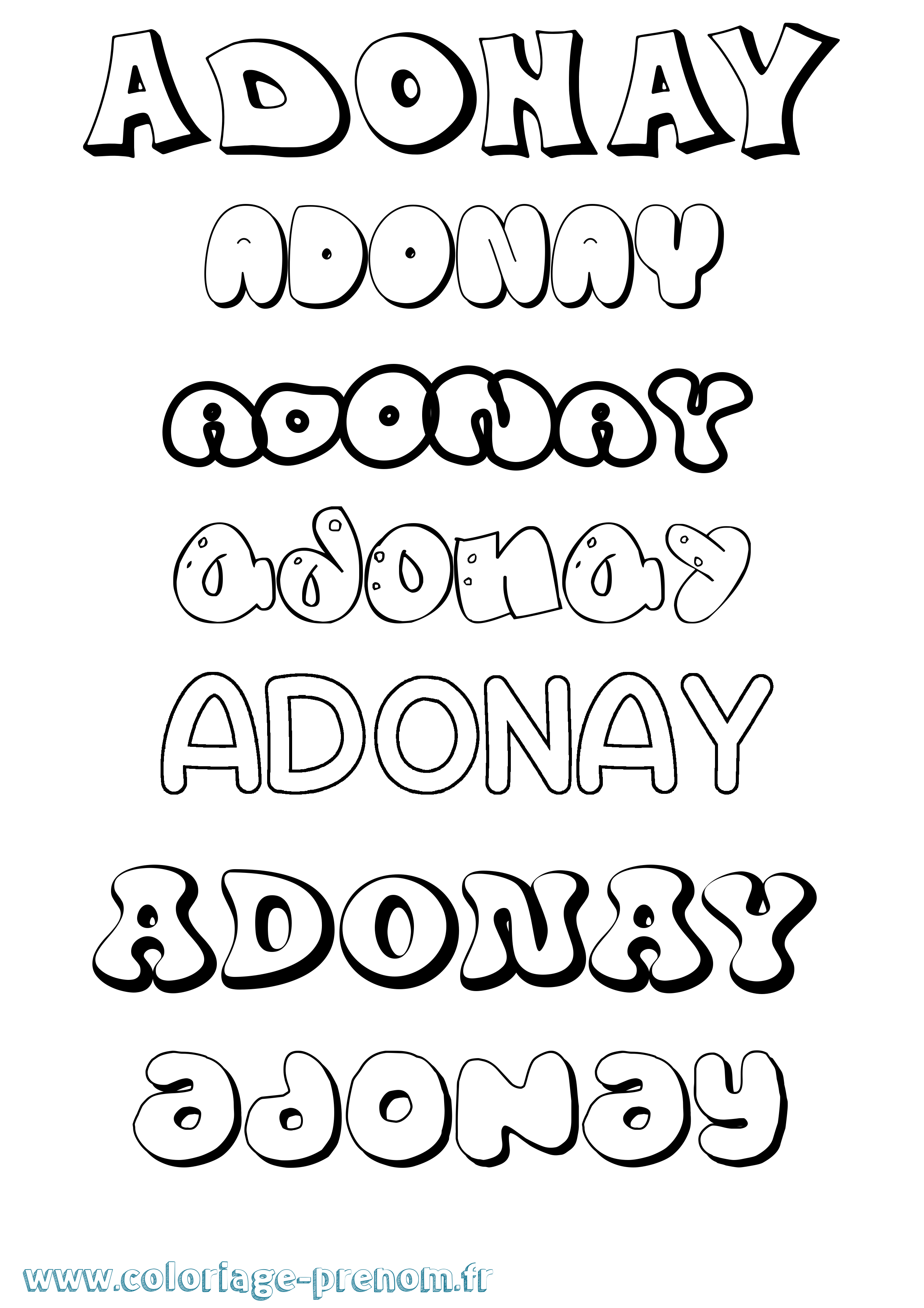 Coloriage Adonay Bubble Coloriage prénom Adonay Bubble