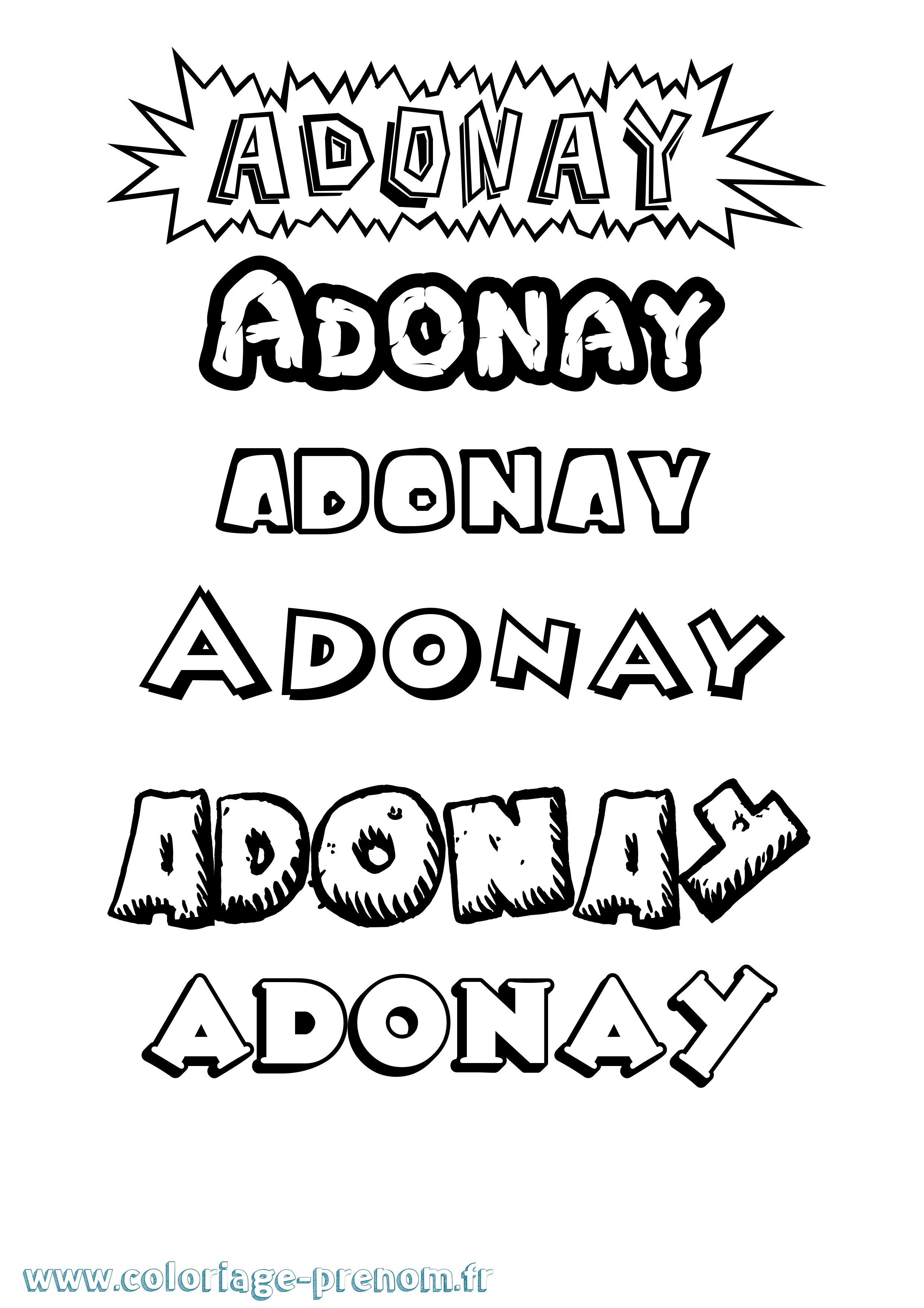 Coloriage prénom Adonay Dessin Animé