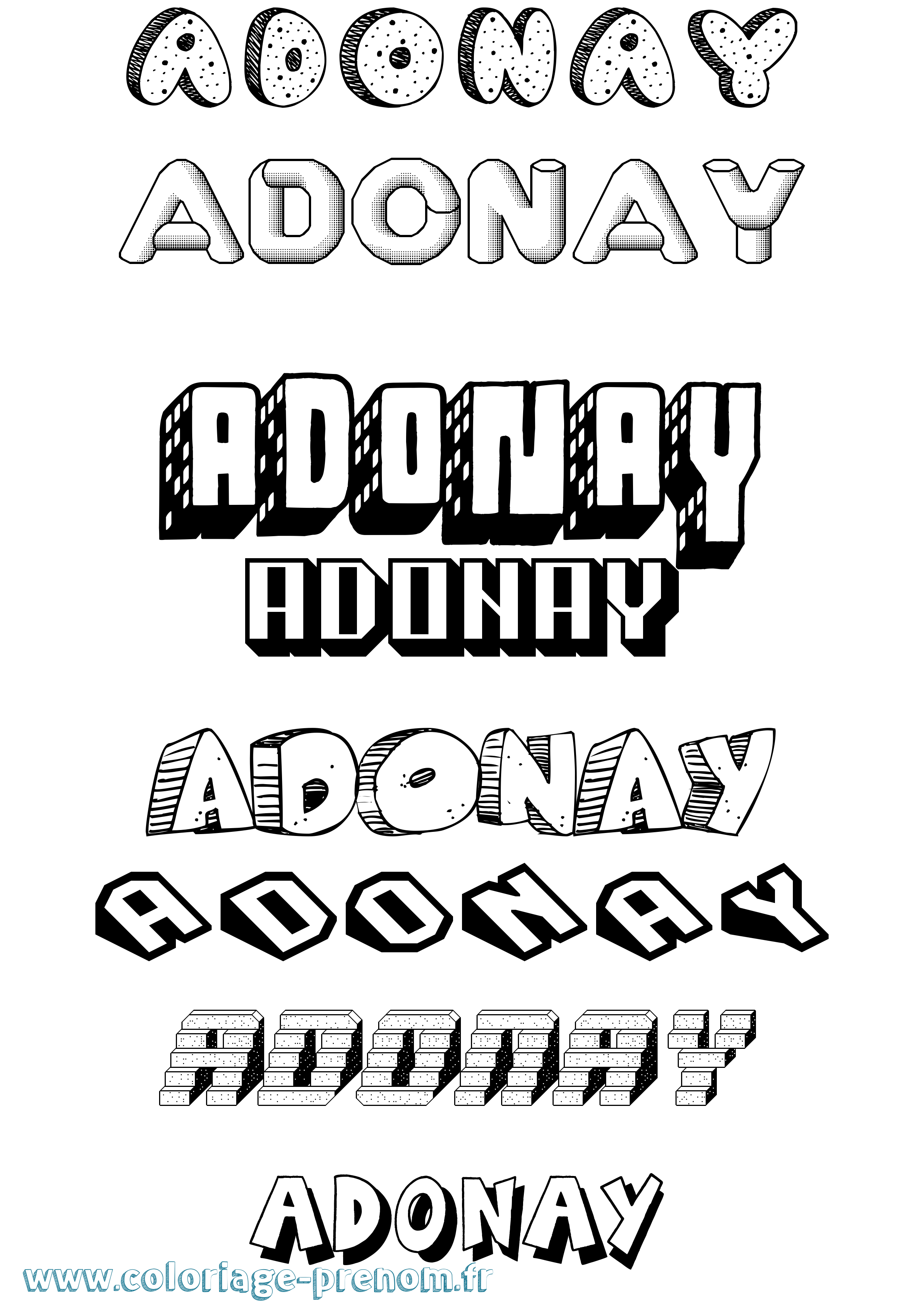 Coloriage prénom Adonay Effet 3D