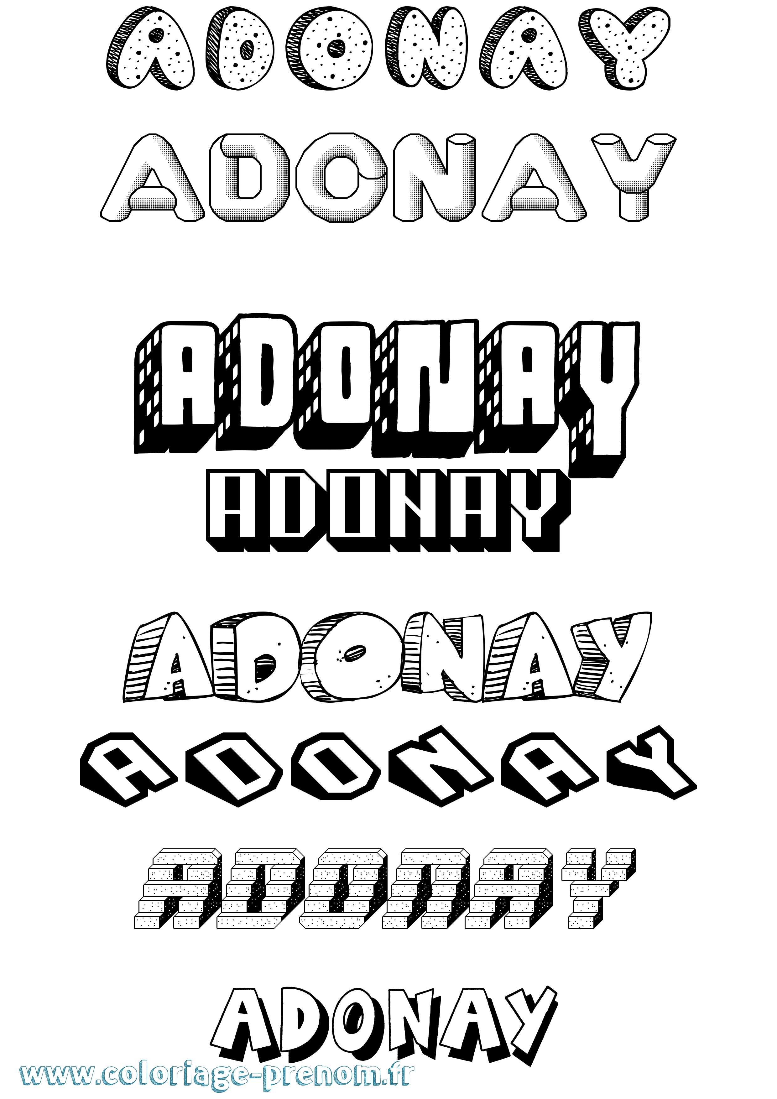 Coloriage Adonay Effet 3D Coloriage prénom Adonay Effet 3D