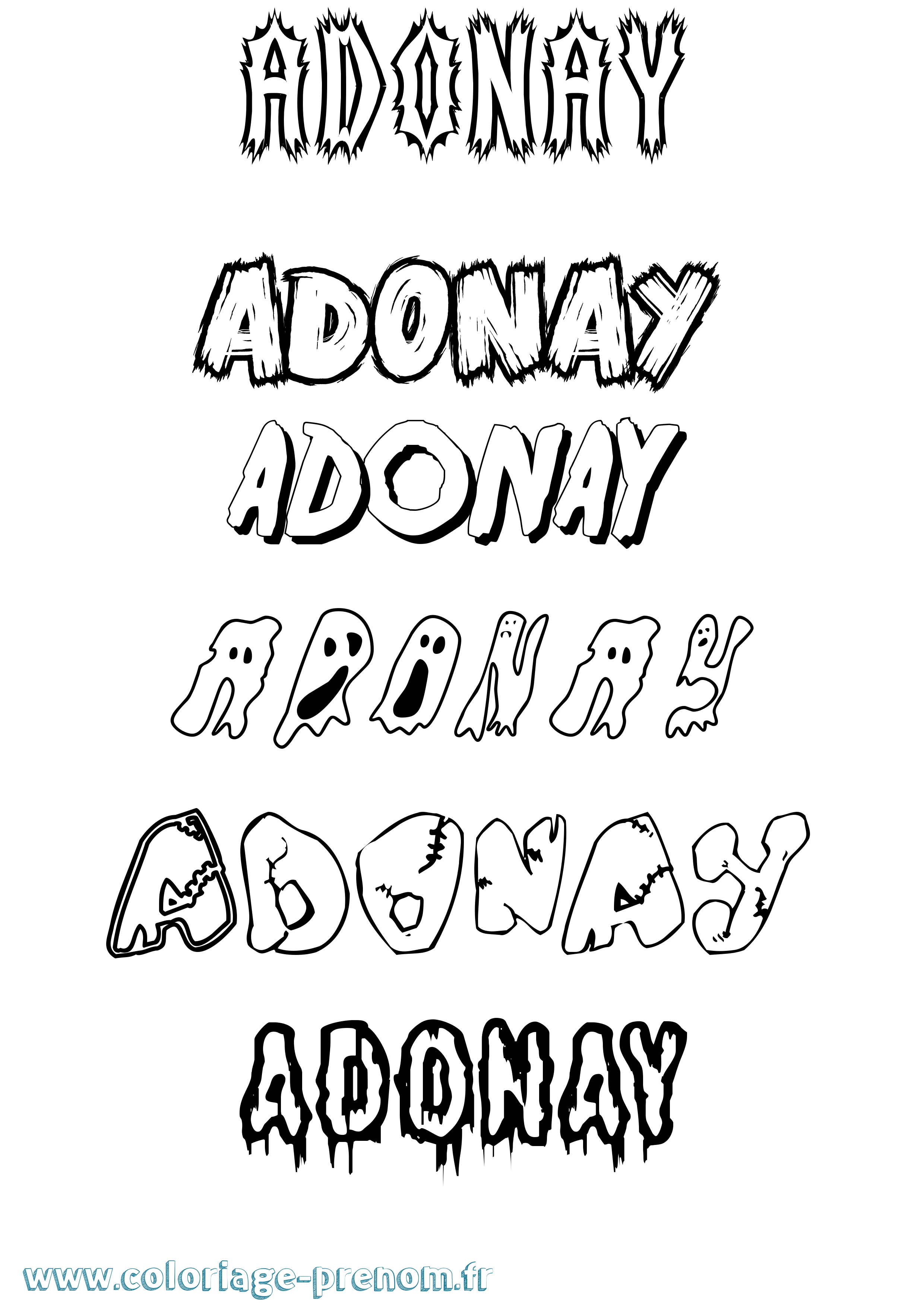Coloriage prénom Adonay Frisson