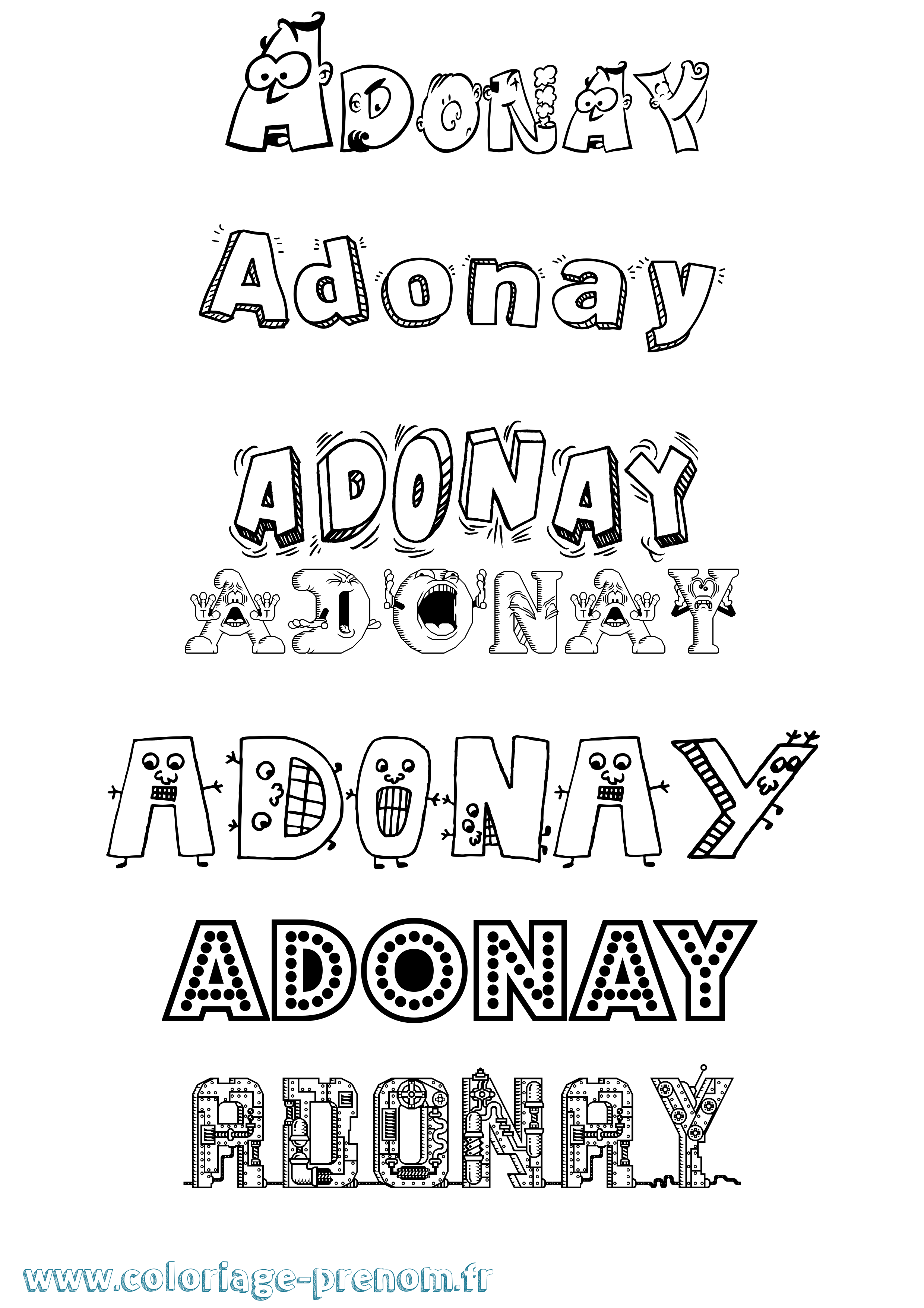 Coloriage prénom Adonay Fun