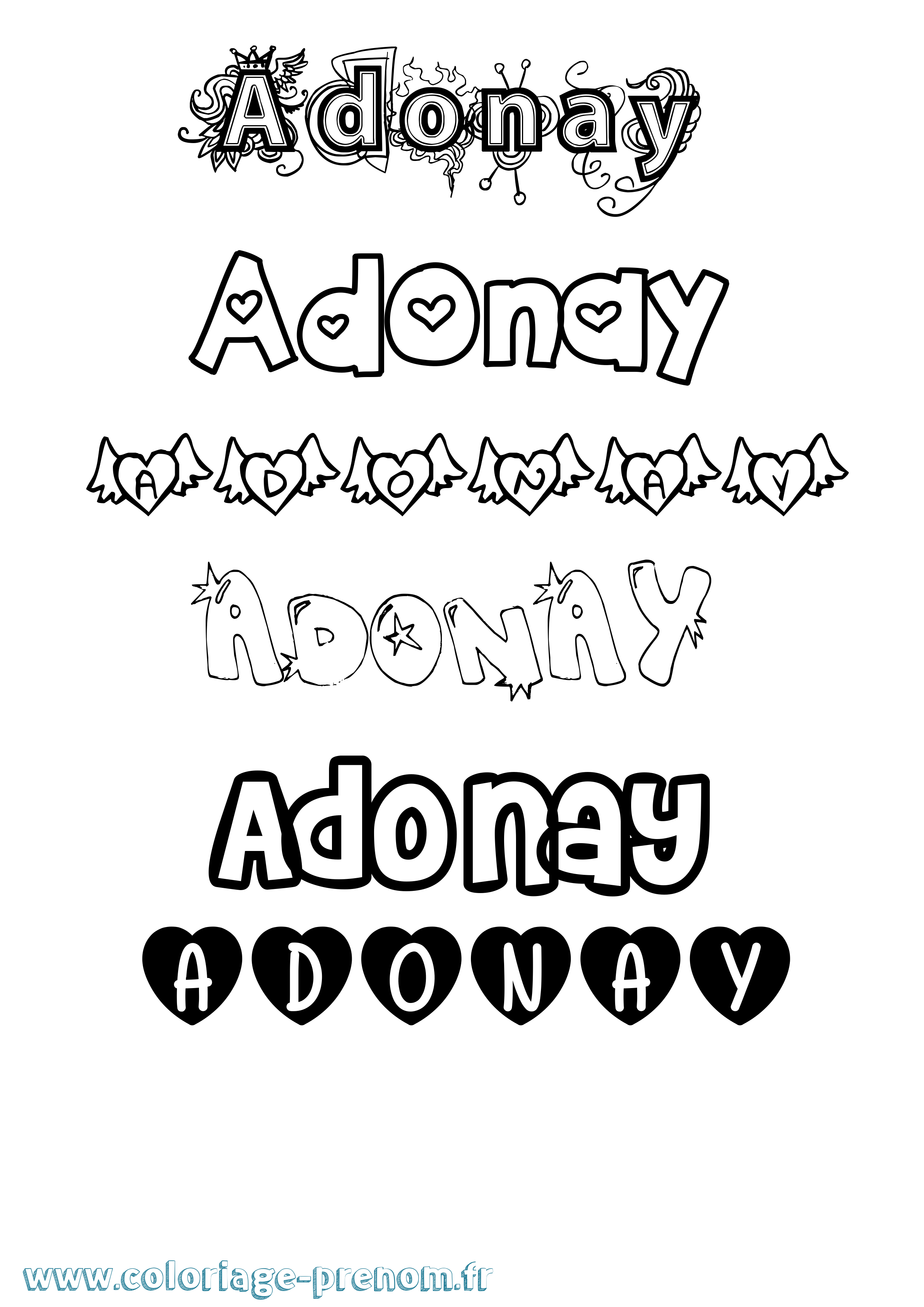 Coloriage Adonay Girly Coloriage prénom Adonay Girly
