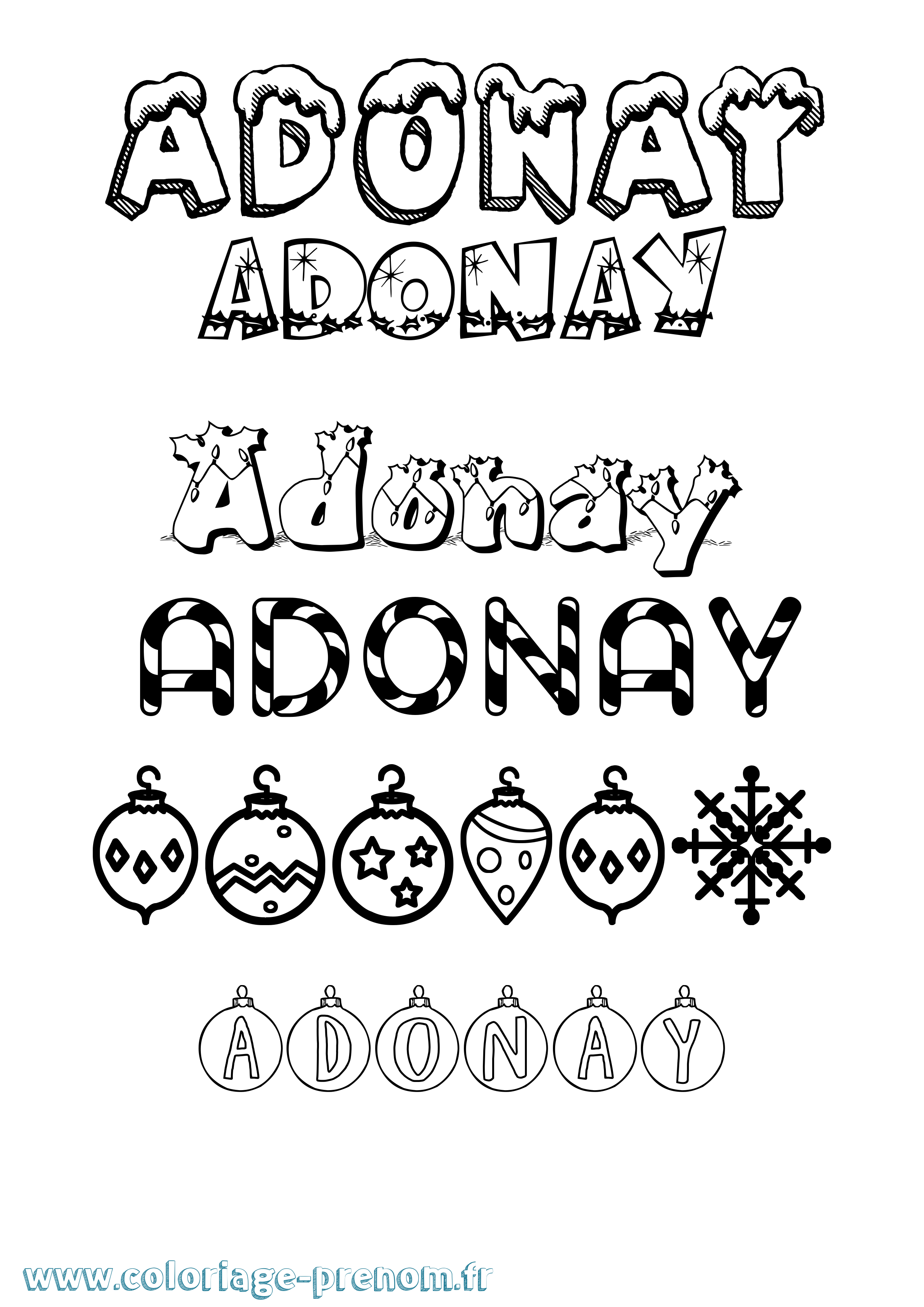 Coloriage prénom Adonay Noël