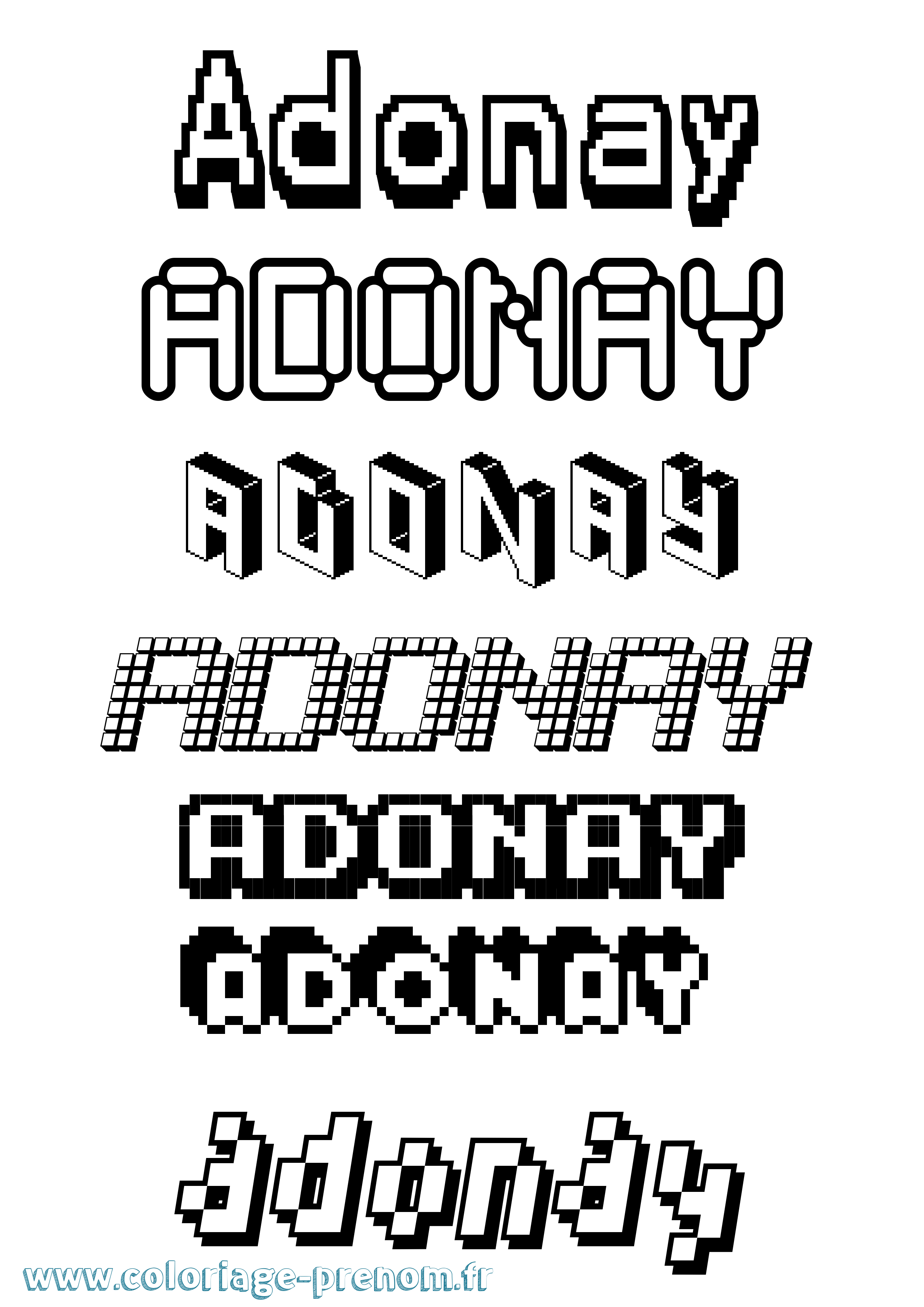 Coloriage Adonay Pixel Coloriage prénom Adonay Pixel