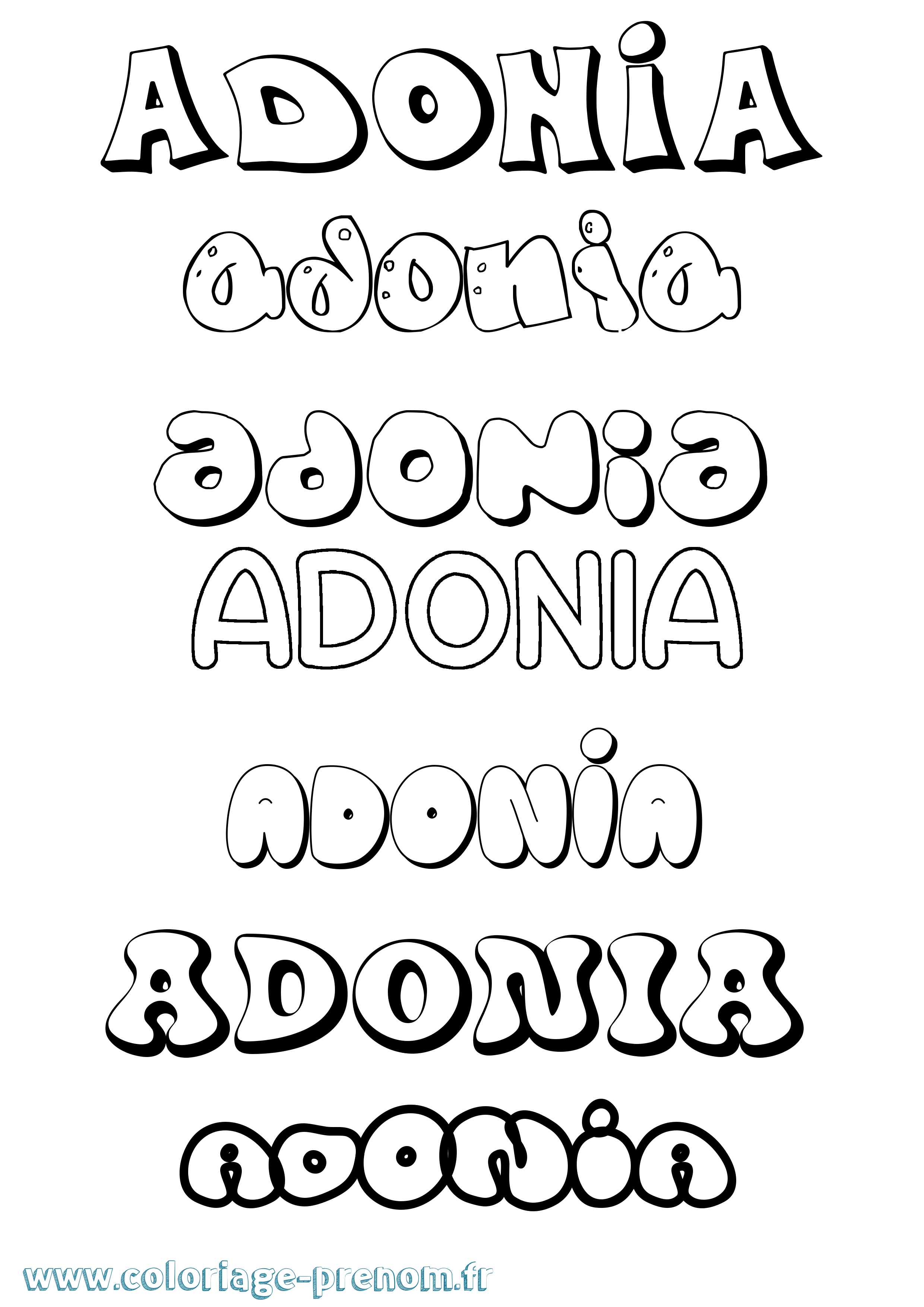Coloriage prénom Adonia Bubble