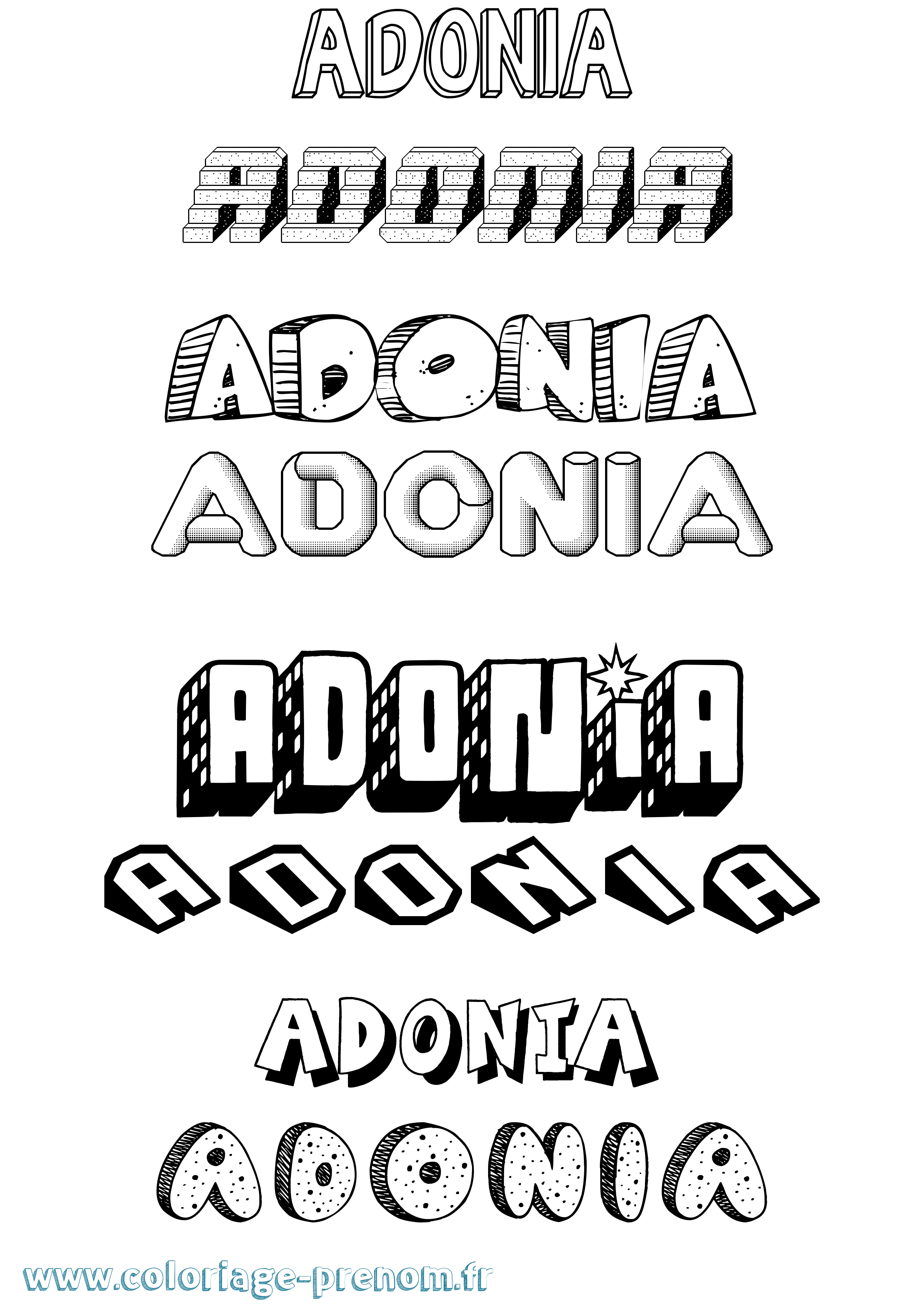 Coloriage prénom Adonia Effet 3D