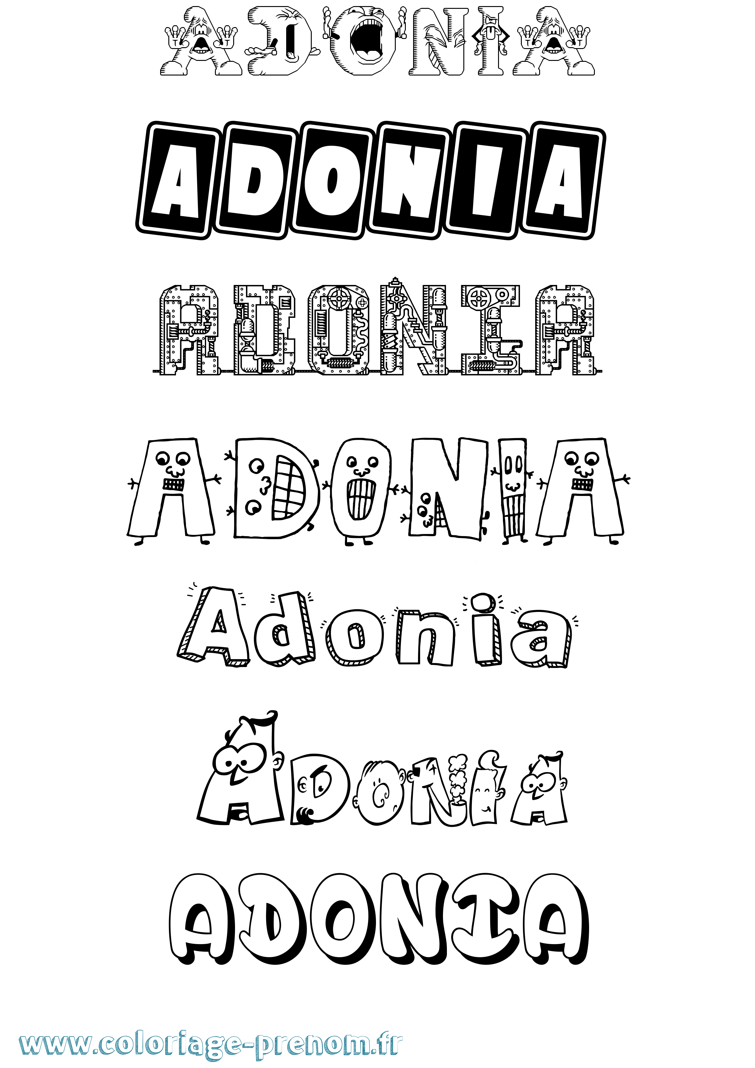 Coloriage prénom Adonia Fun