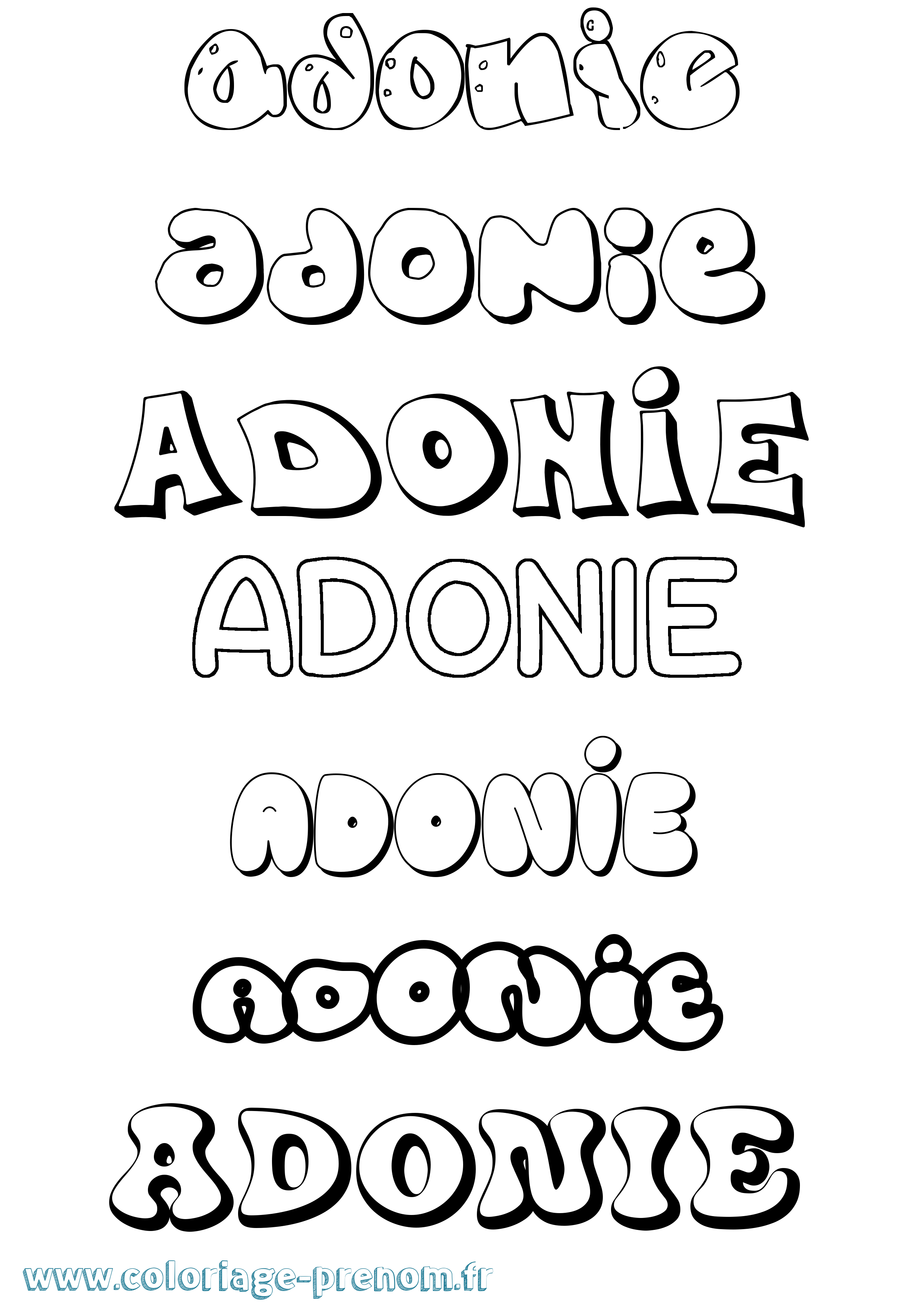 Coloriage prénom Adonie Bubble