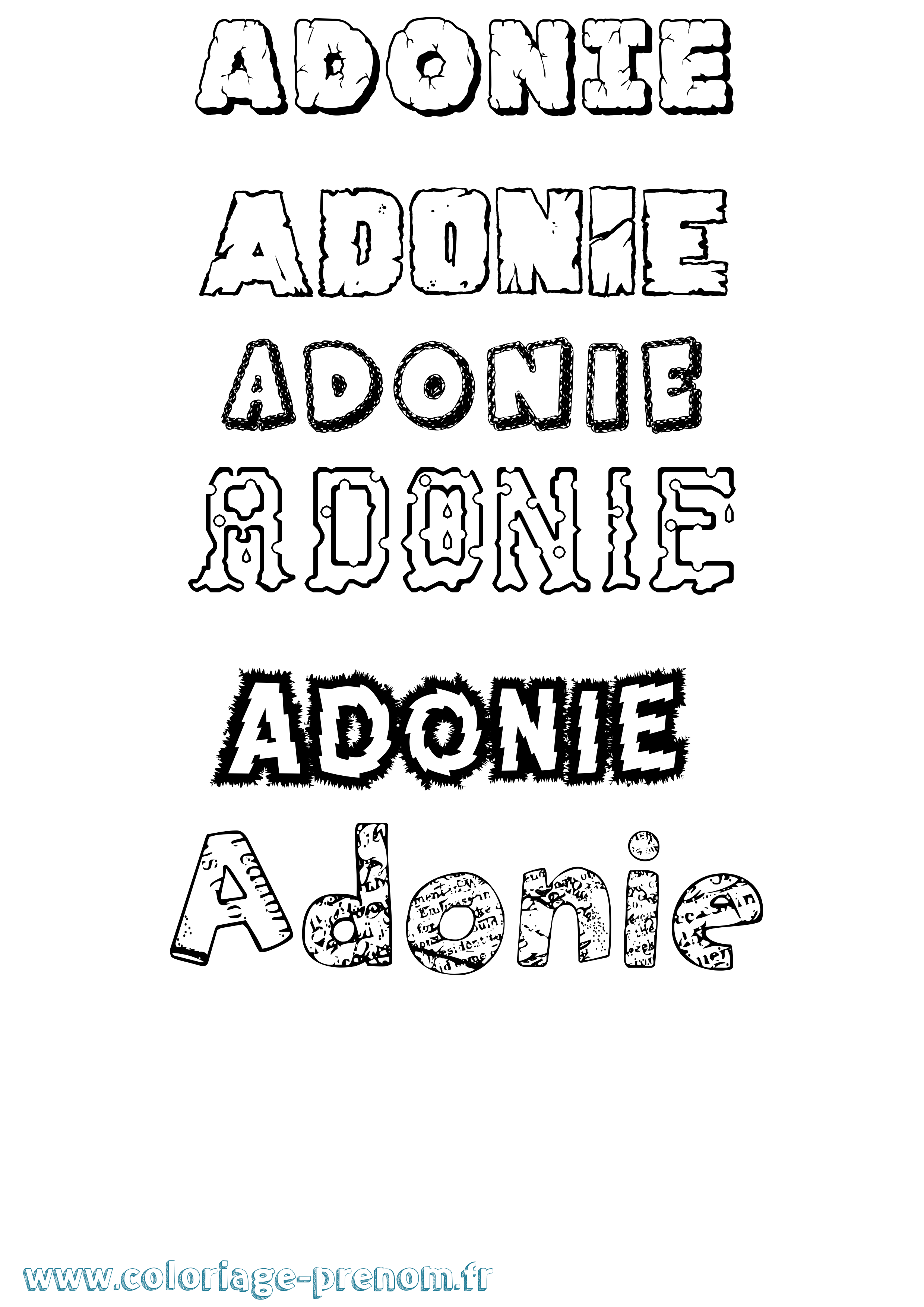 Coloriage prénom Adonie Destructuré