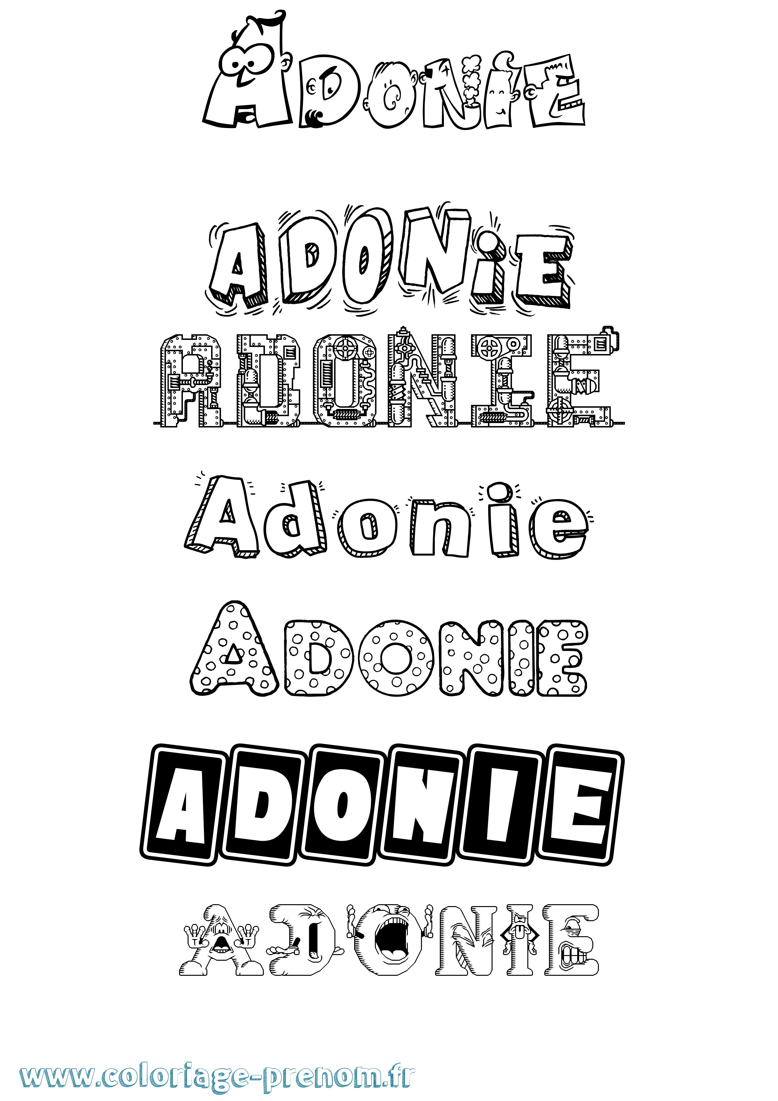 Coloriage prénom Adonie Fun