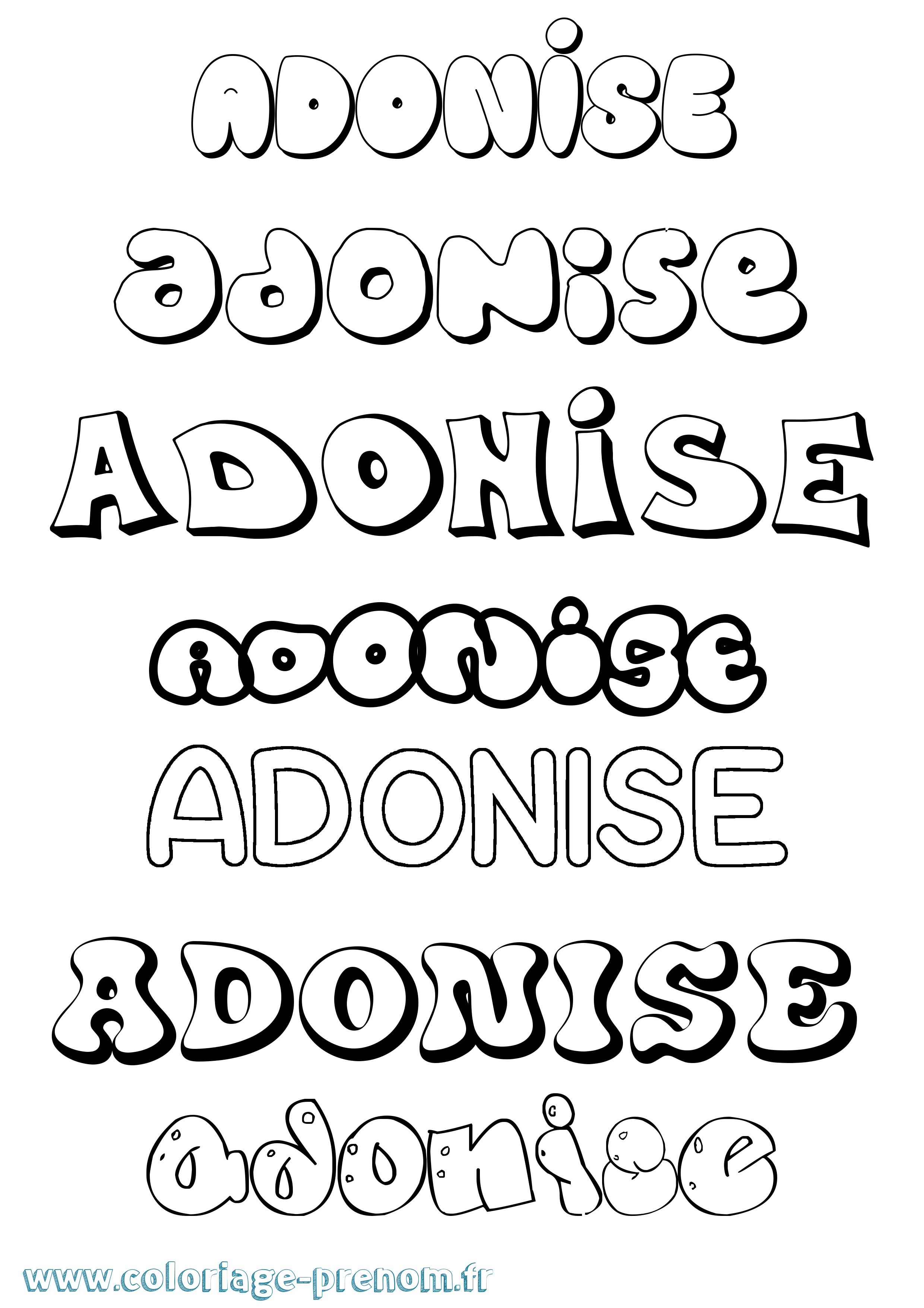 Coloriage Adonise Bubble Coloriage prénom Adonise Bubble