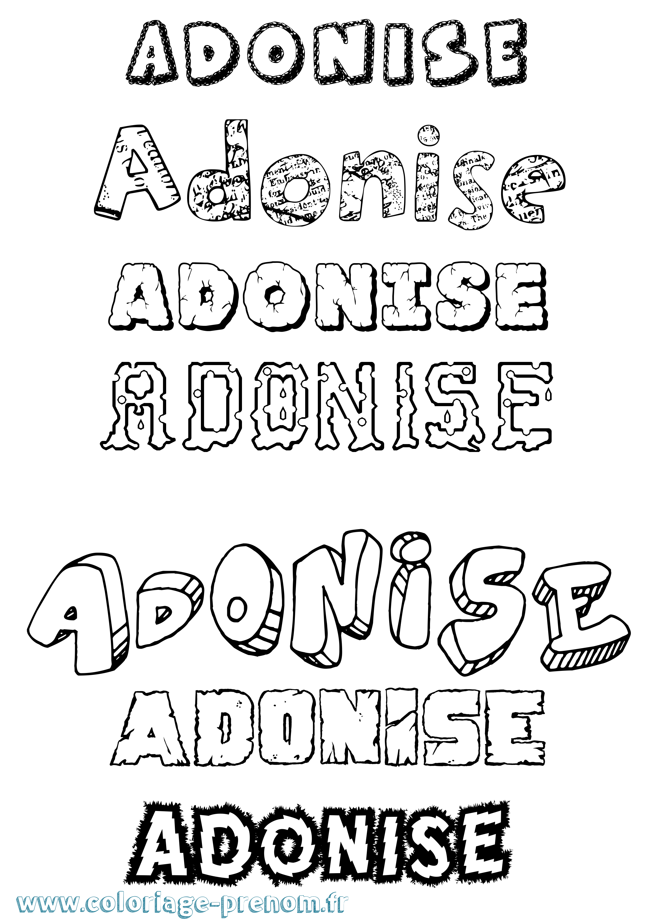 Coloriage Adonise Destructuré Coloriage prénom Adonise Destructuré