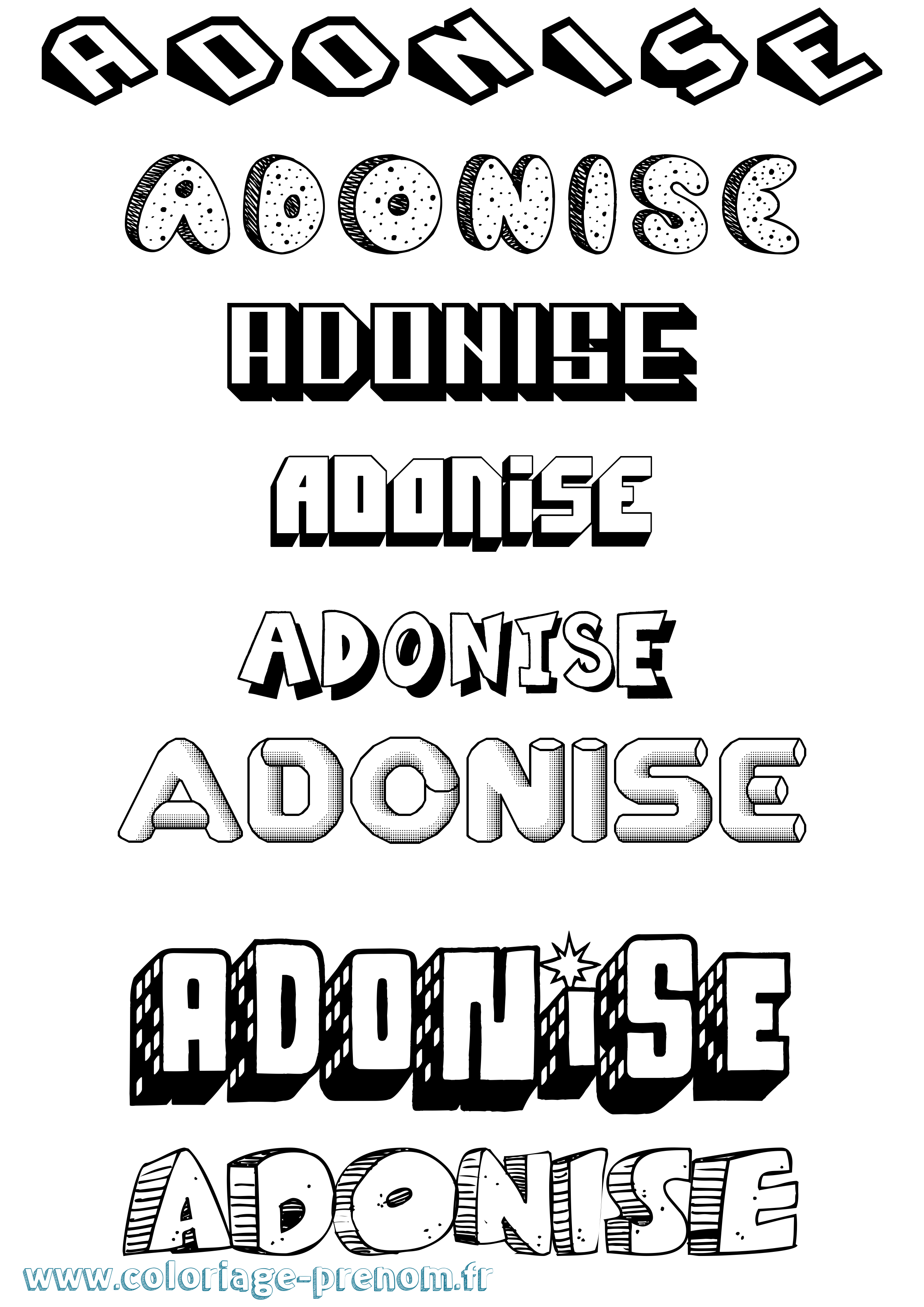 Coloriage Adonise Effet 3D Coloriage prénom Adonise Effet 3D