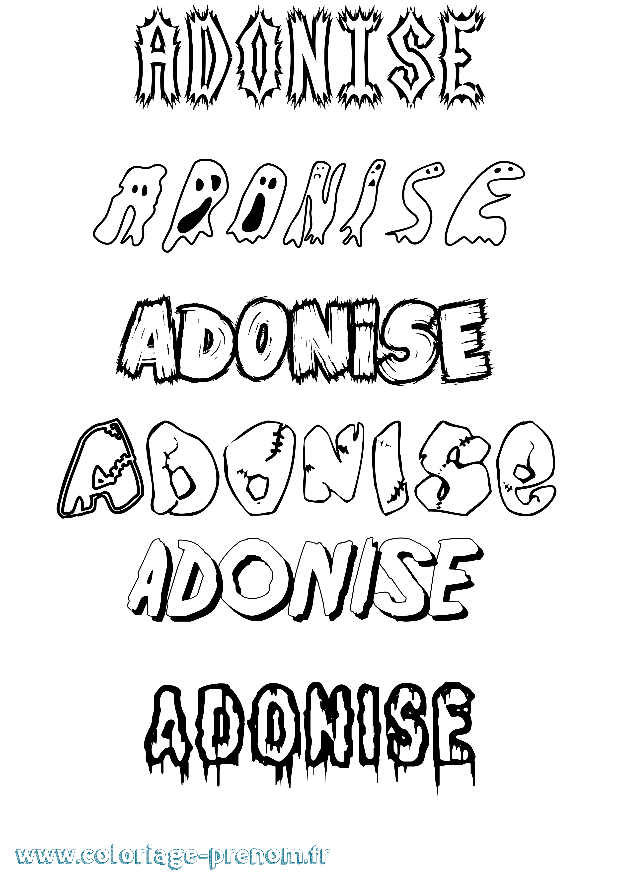 Coloriage Adonise Frisson Coloriage prénom Adonise Frisson