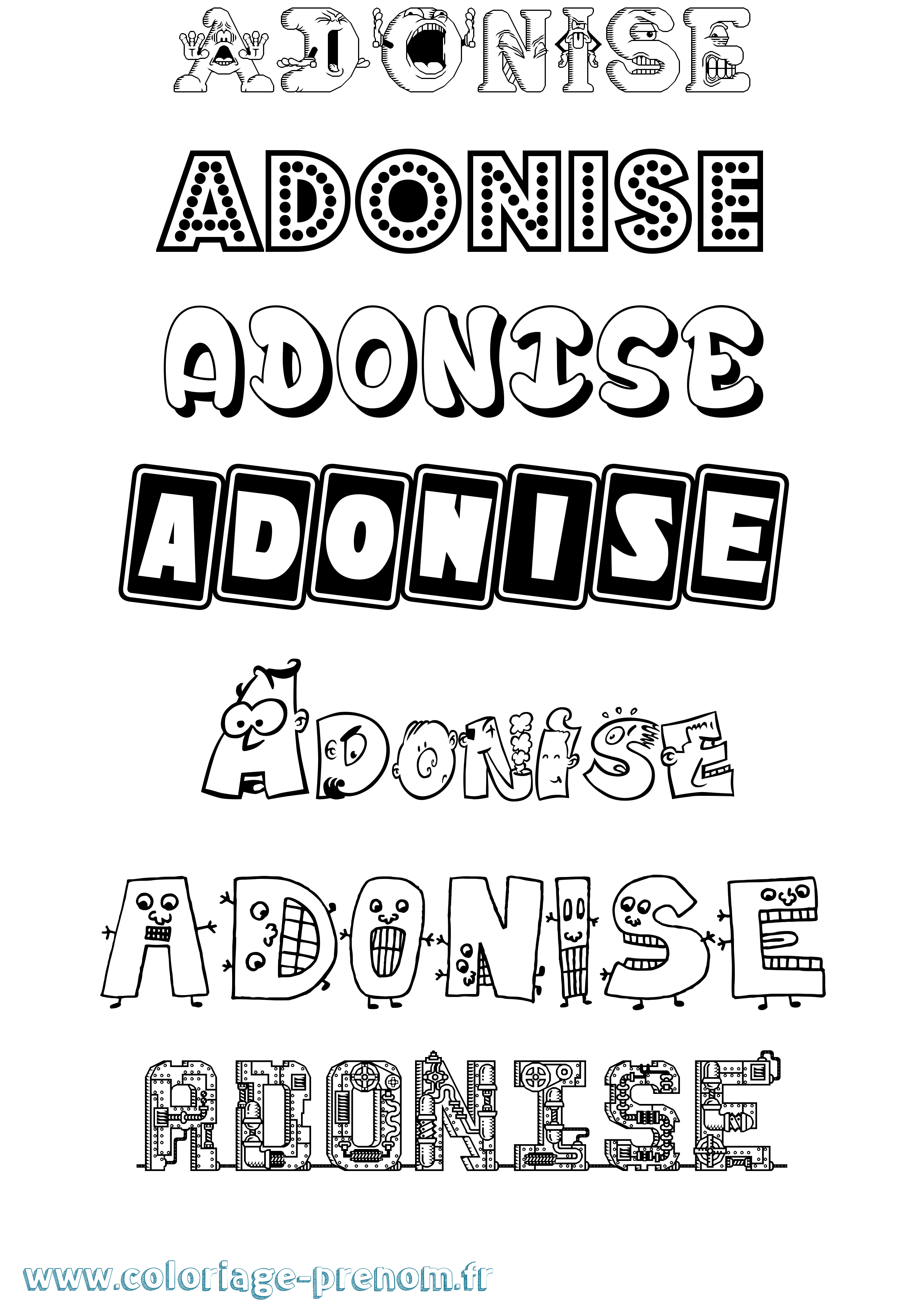 Coloriage prénom Adonise Fun