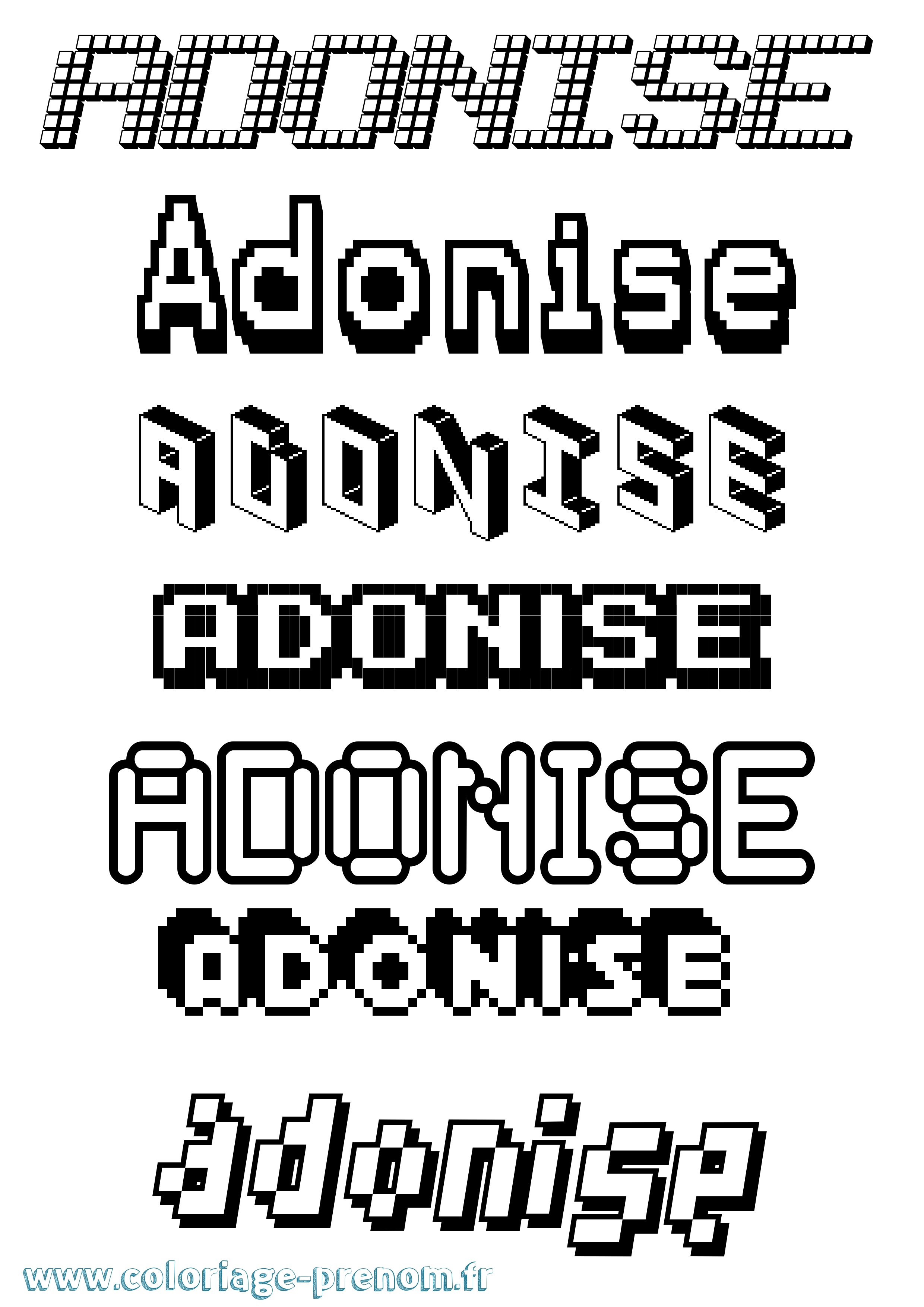 Coloriage prénom Adonise Pixel