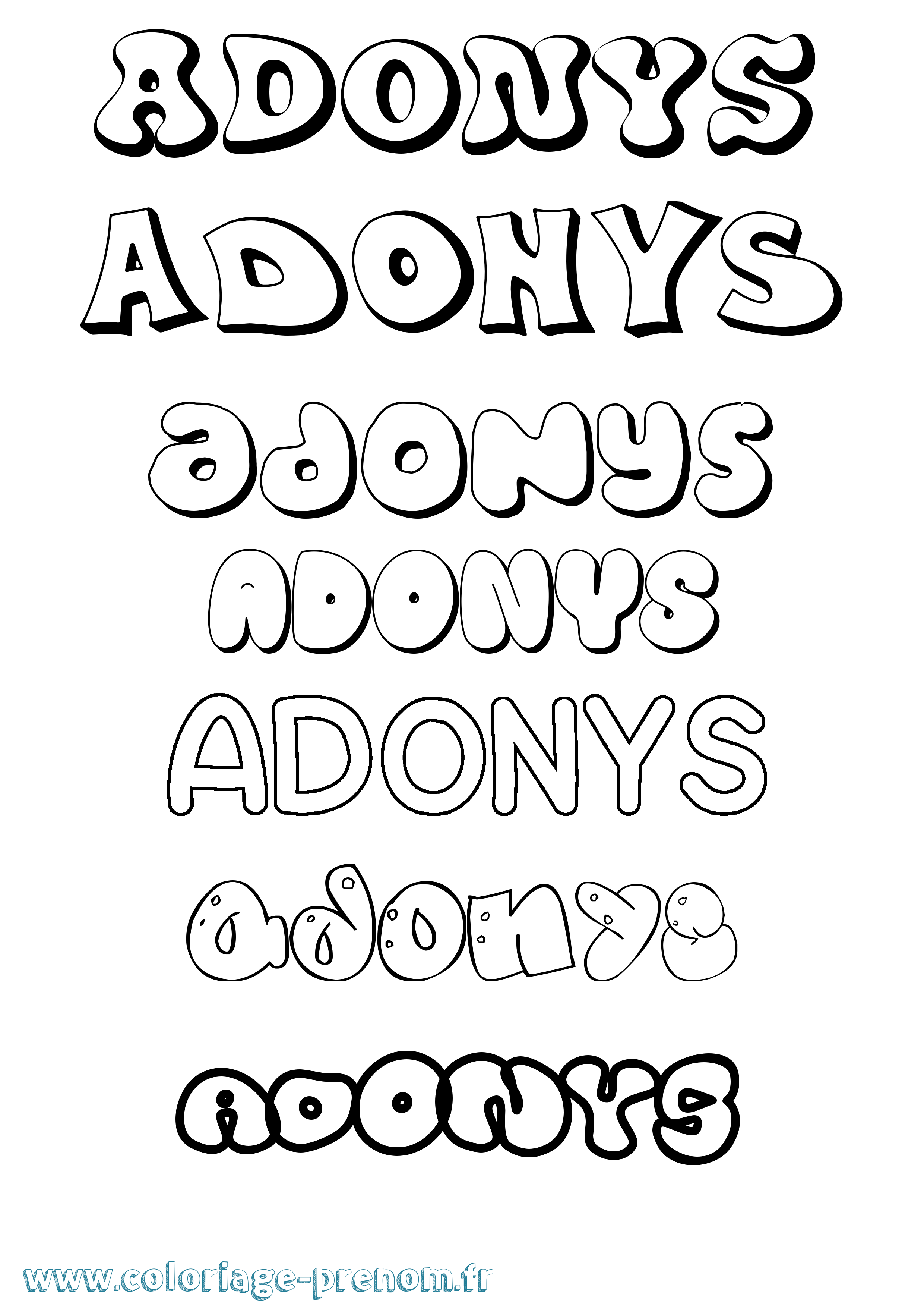 Coloriage prénom Adonys Bubble