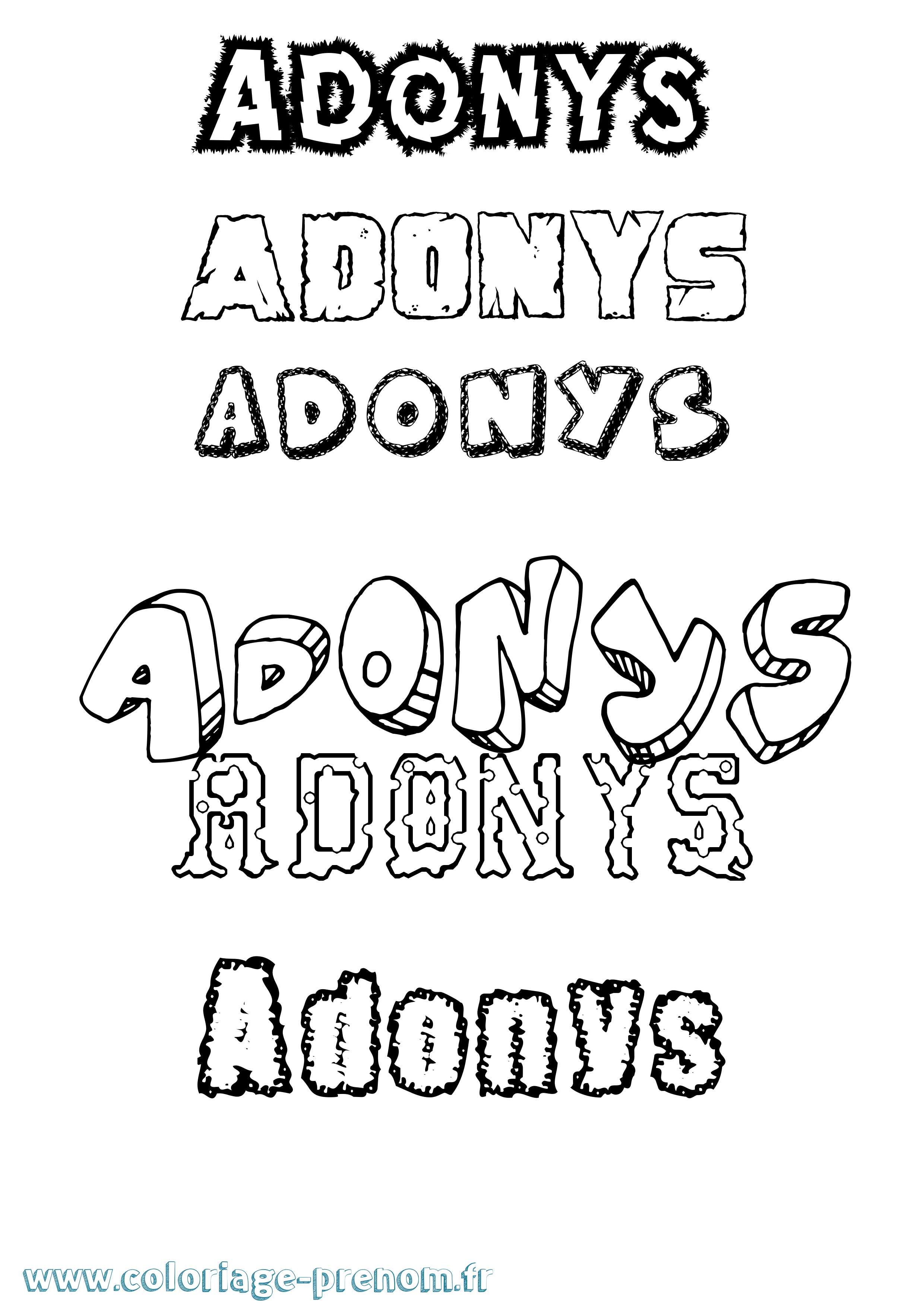 Coloriage prénom Adonys Destructuré